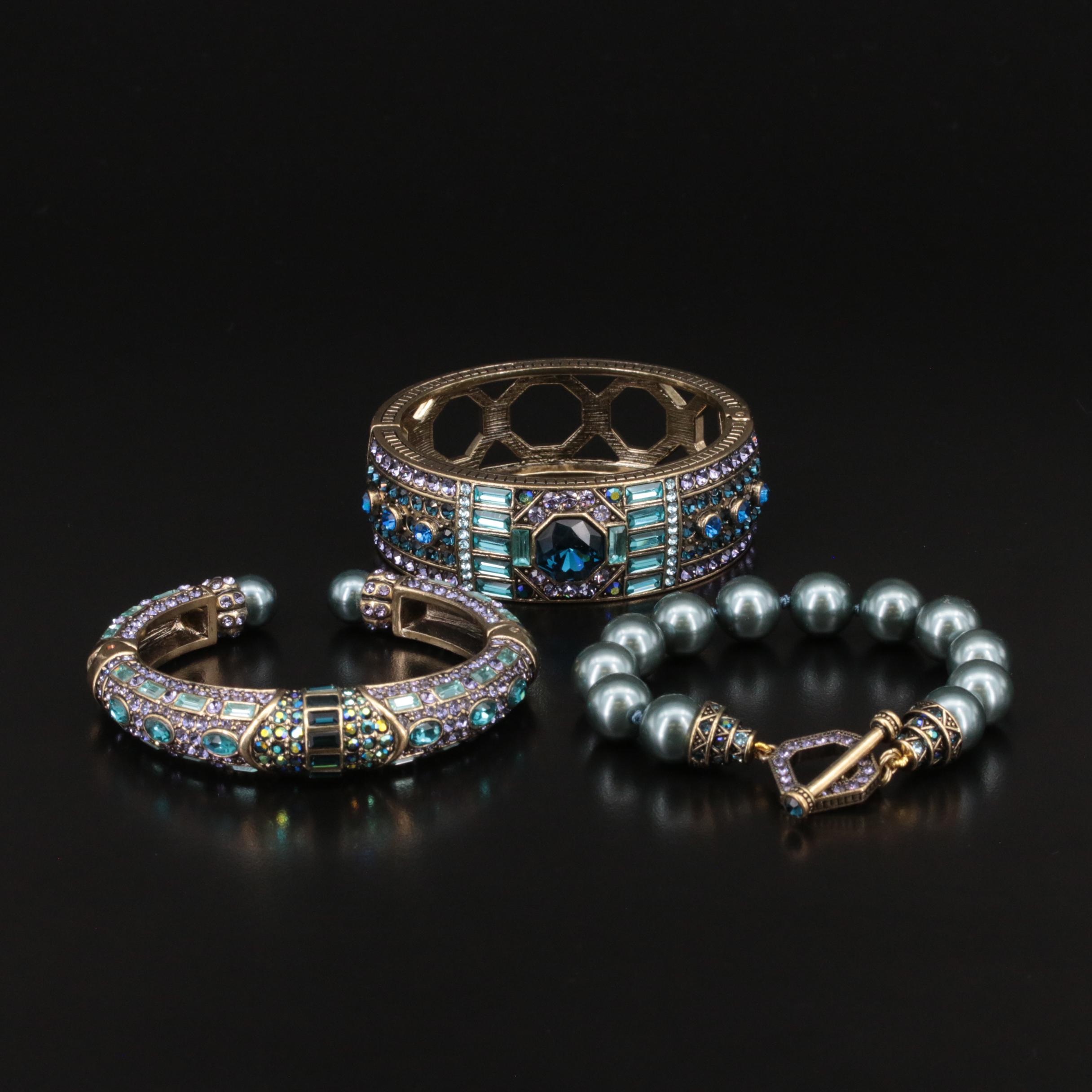 Heidi Daus Faux Pearl, Rhinestone, and Glass Bracelet Collection