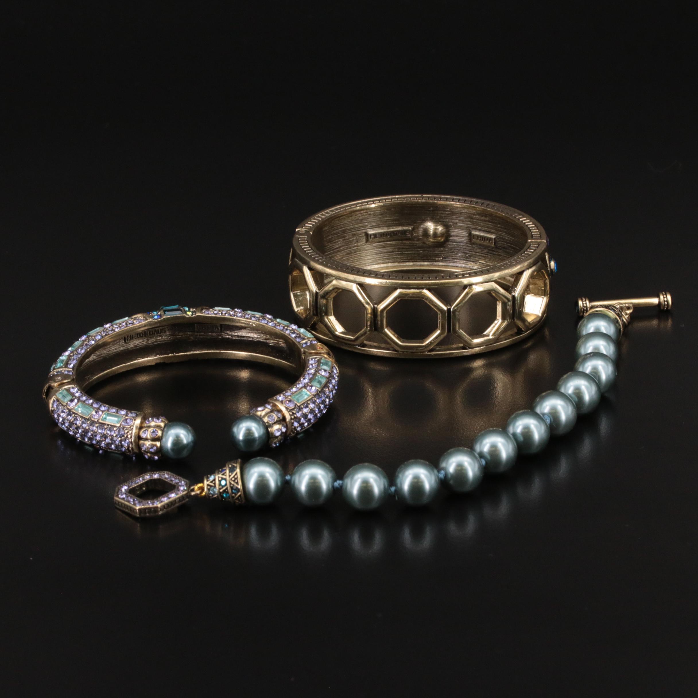 Heidi Daus Faux Pearl, Rhinestone, and Glass Bracelet Collection