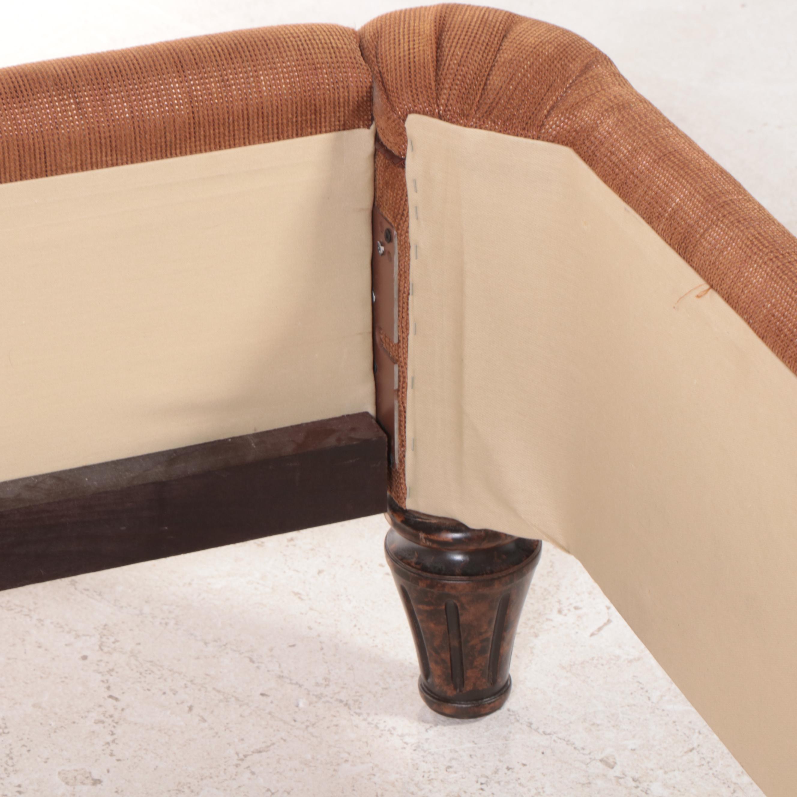 Custom-Upholstered Queen Size Bed Frame with Nailheads and Wingback Headboard