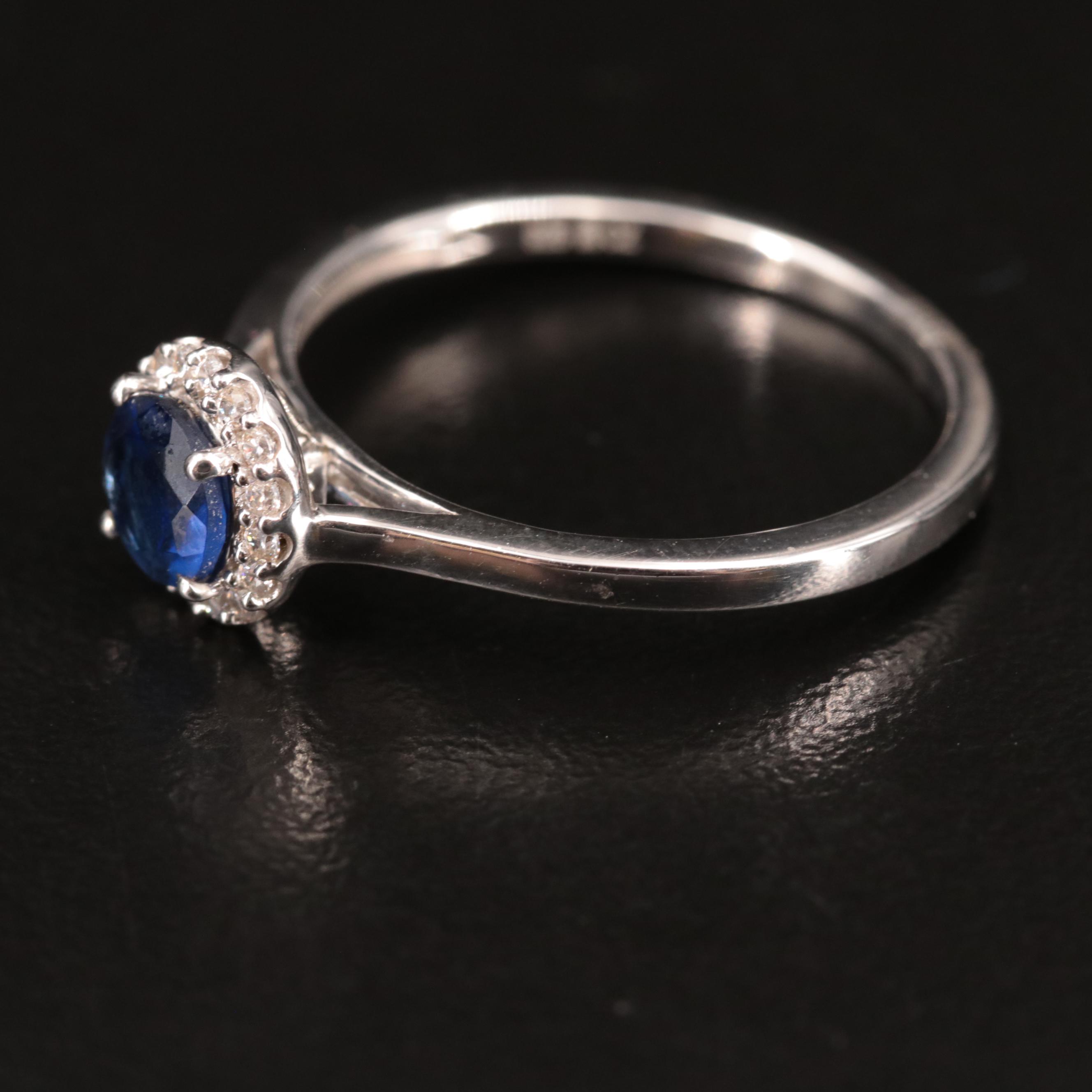Sterling Silver Glass and Cubic Zirconia Ring