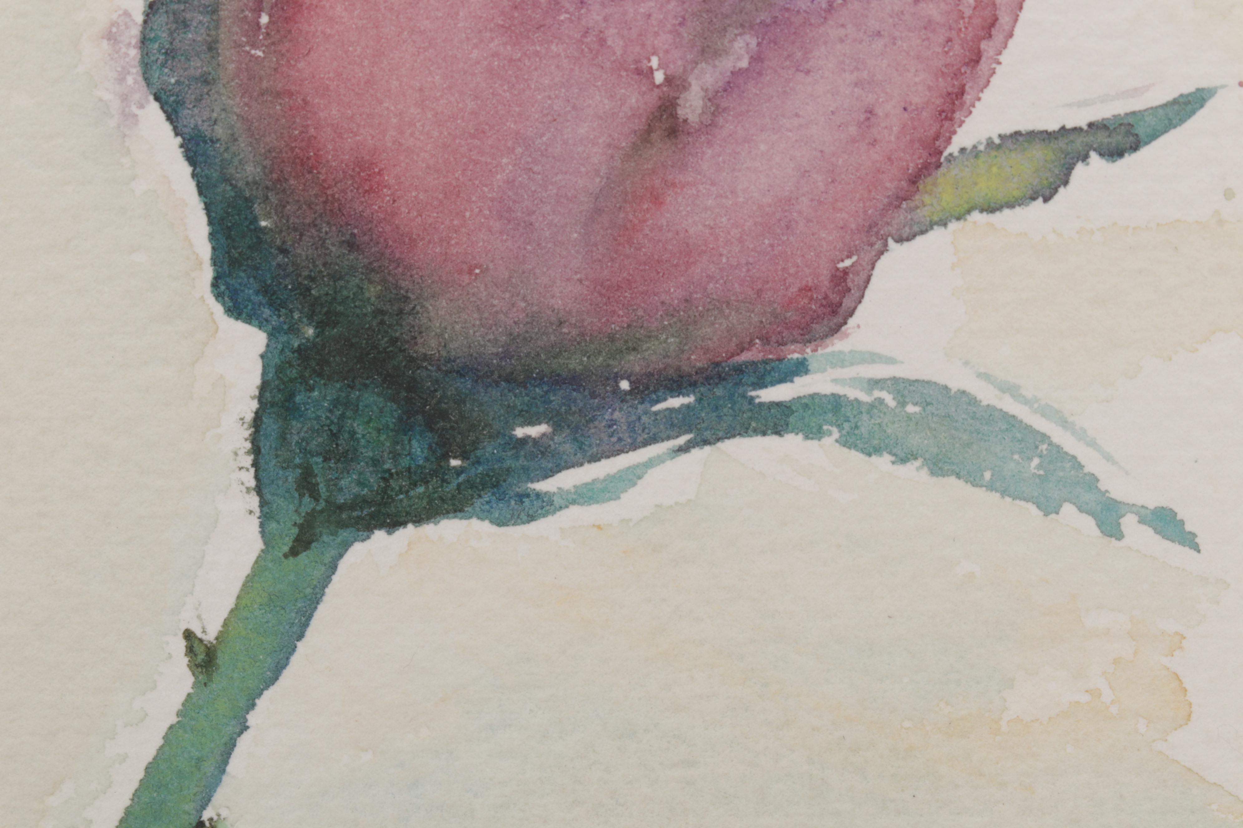 Goldie Mitchell Watercolor Painting of Rose, 1968