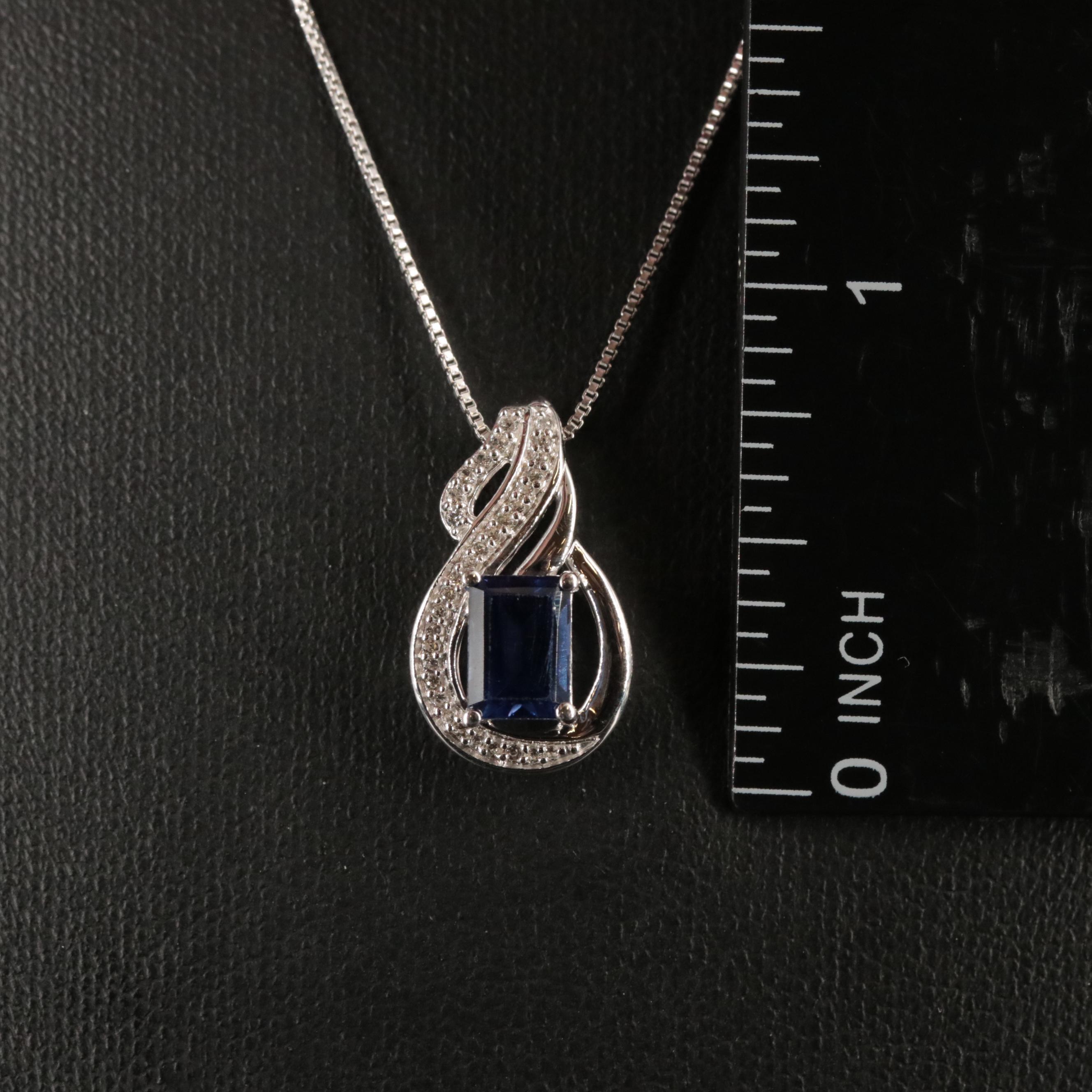 Sterling Sapphire Pendant Necklace