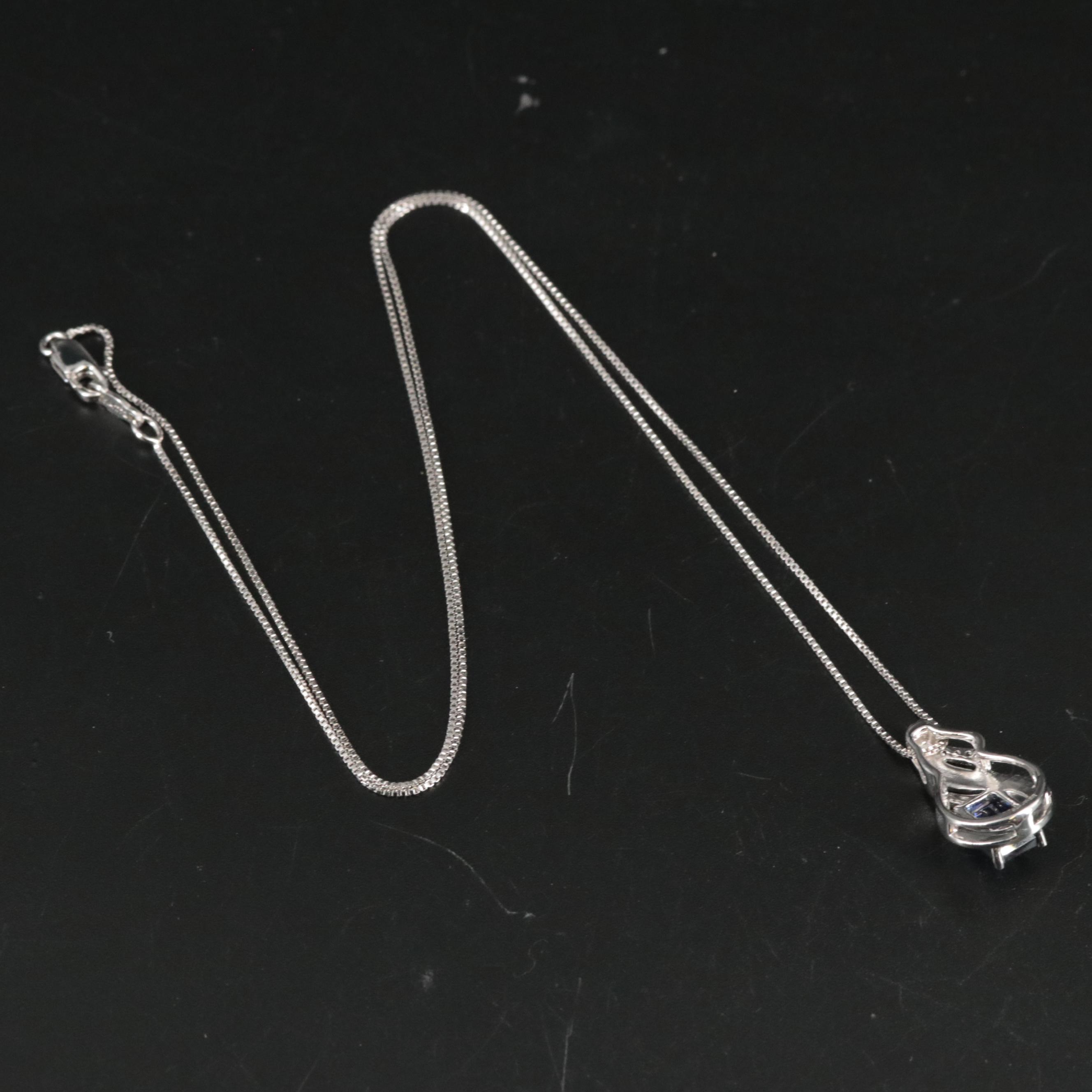 Sterling Sapphire Pendant Necklace