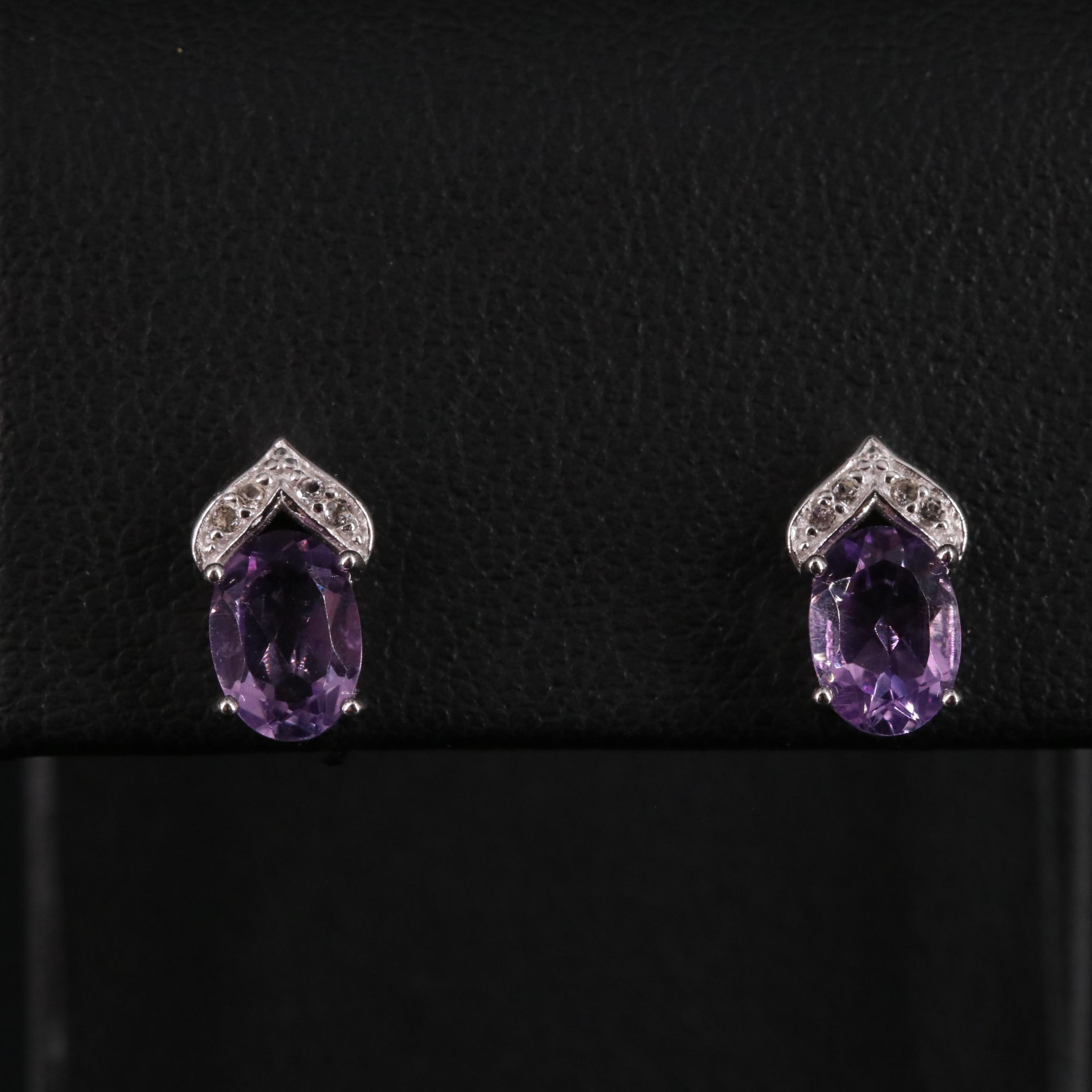 Sterling Silver Amethsyst and Topaz Earrings