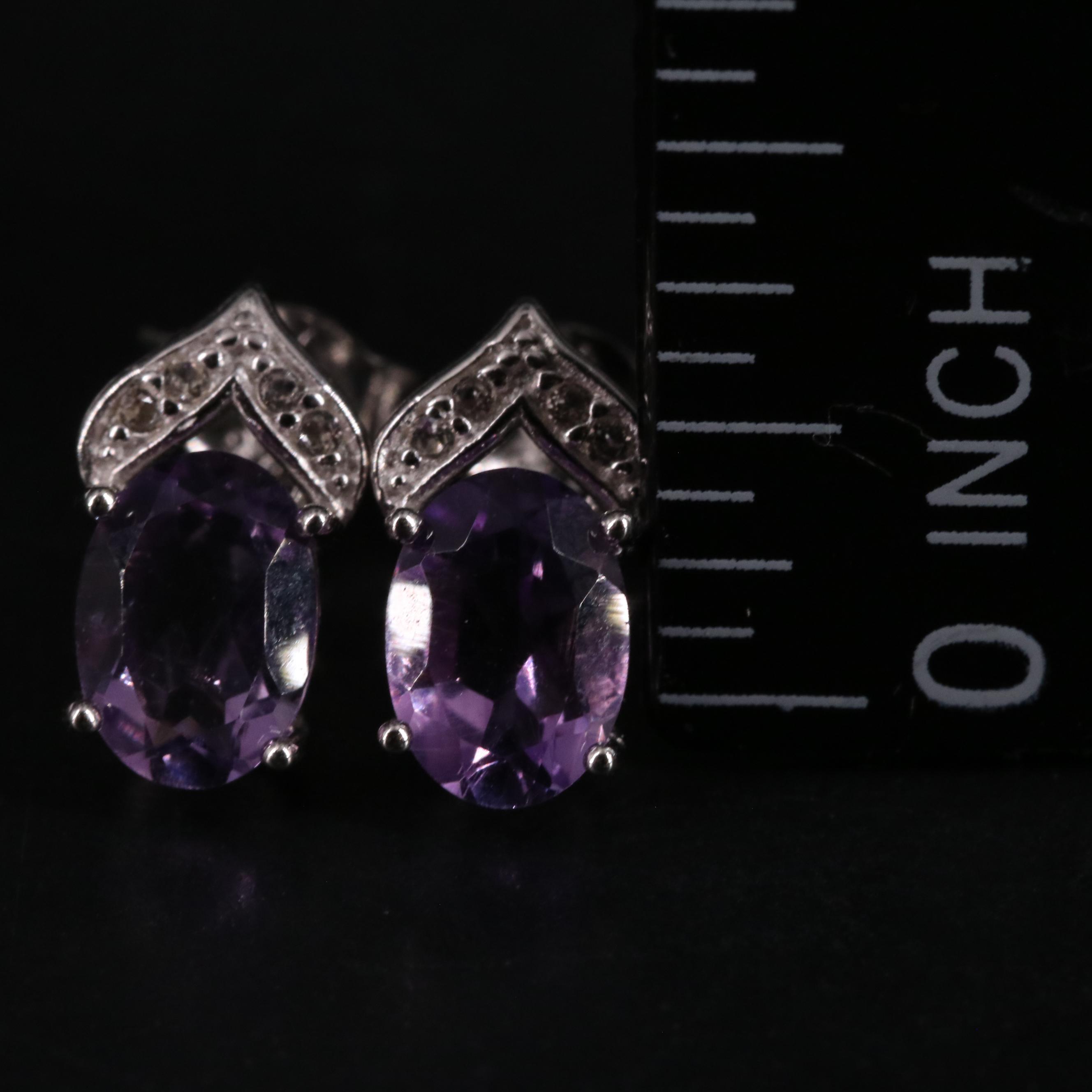 Sterling Silver Amethsyst and Topaz Earrings