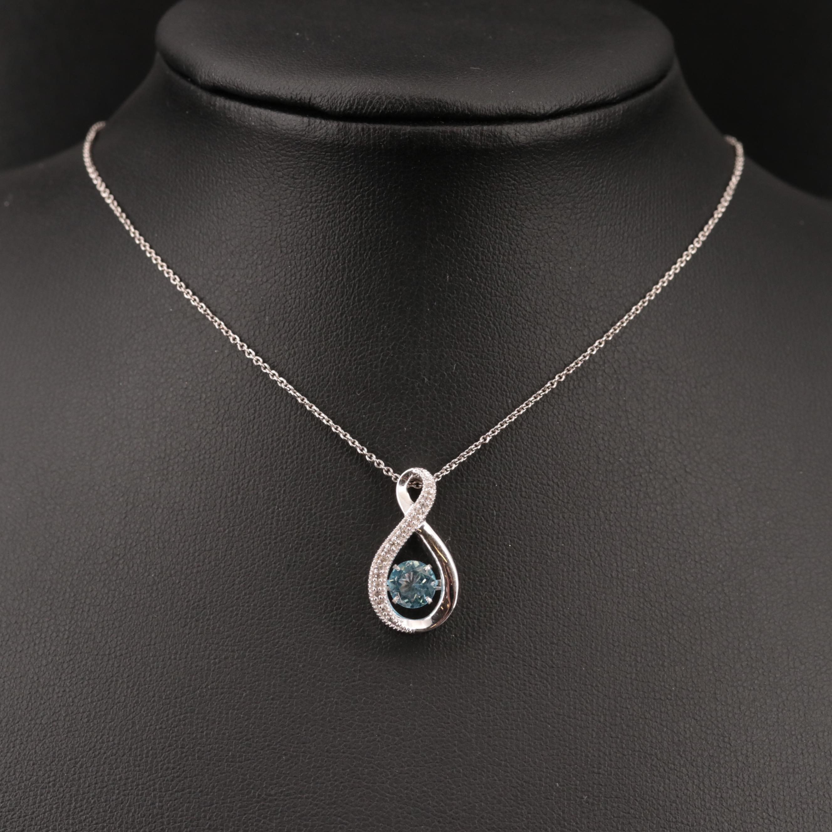Sterling Silver Topaz and Sapphire Necklace
