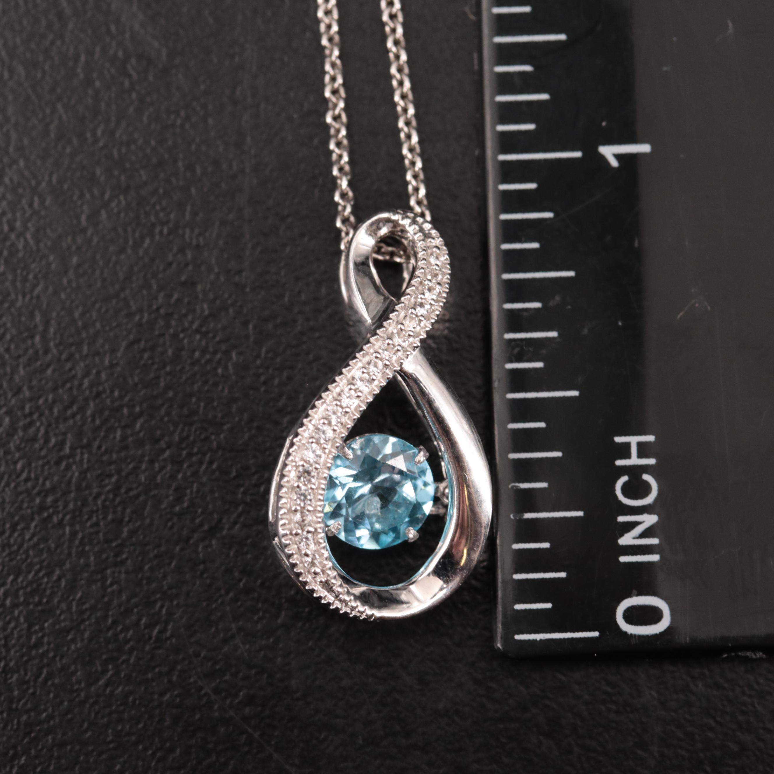 Sterling Silver Topaz and Sapphire Necklace