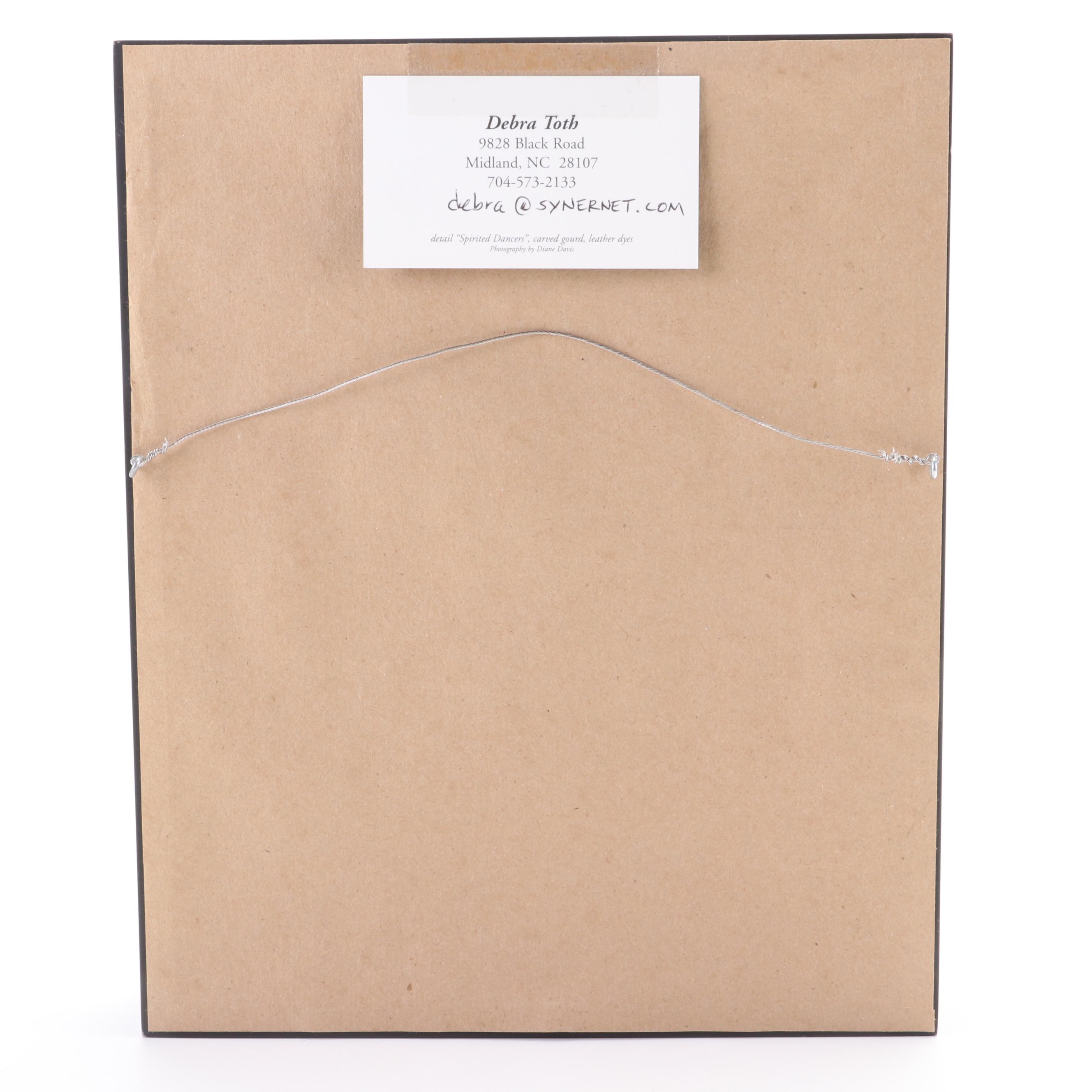 Debra Toth Carved Gourd Sculpture "Spirited Dancers" with Display Case