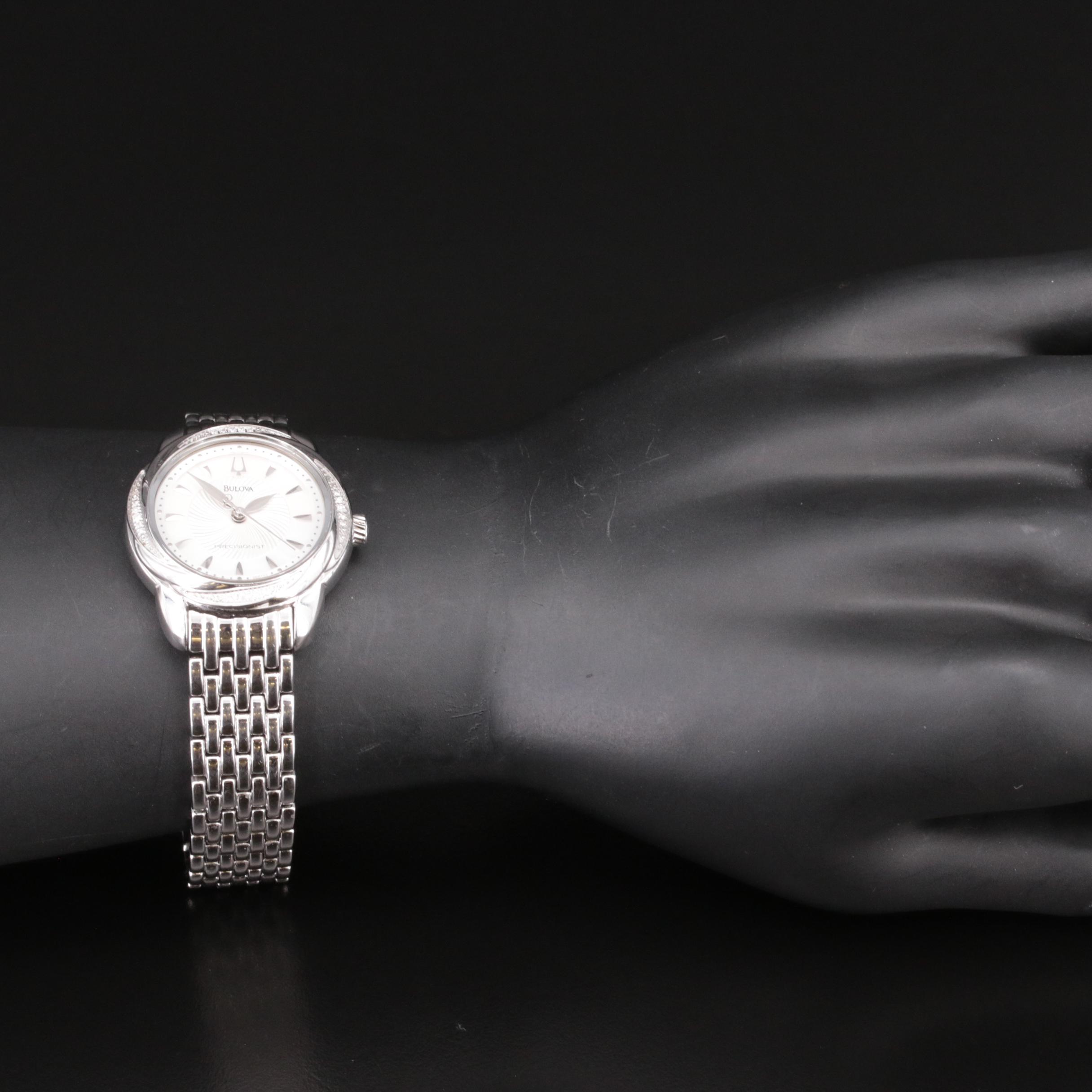 Bulova Precisionist Stainless Steel and Diamond Watch