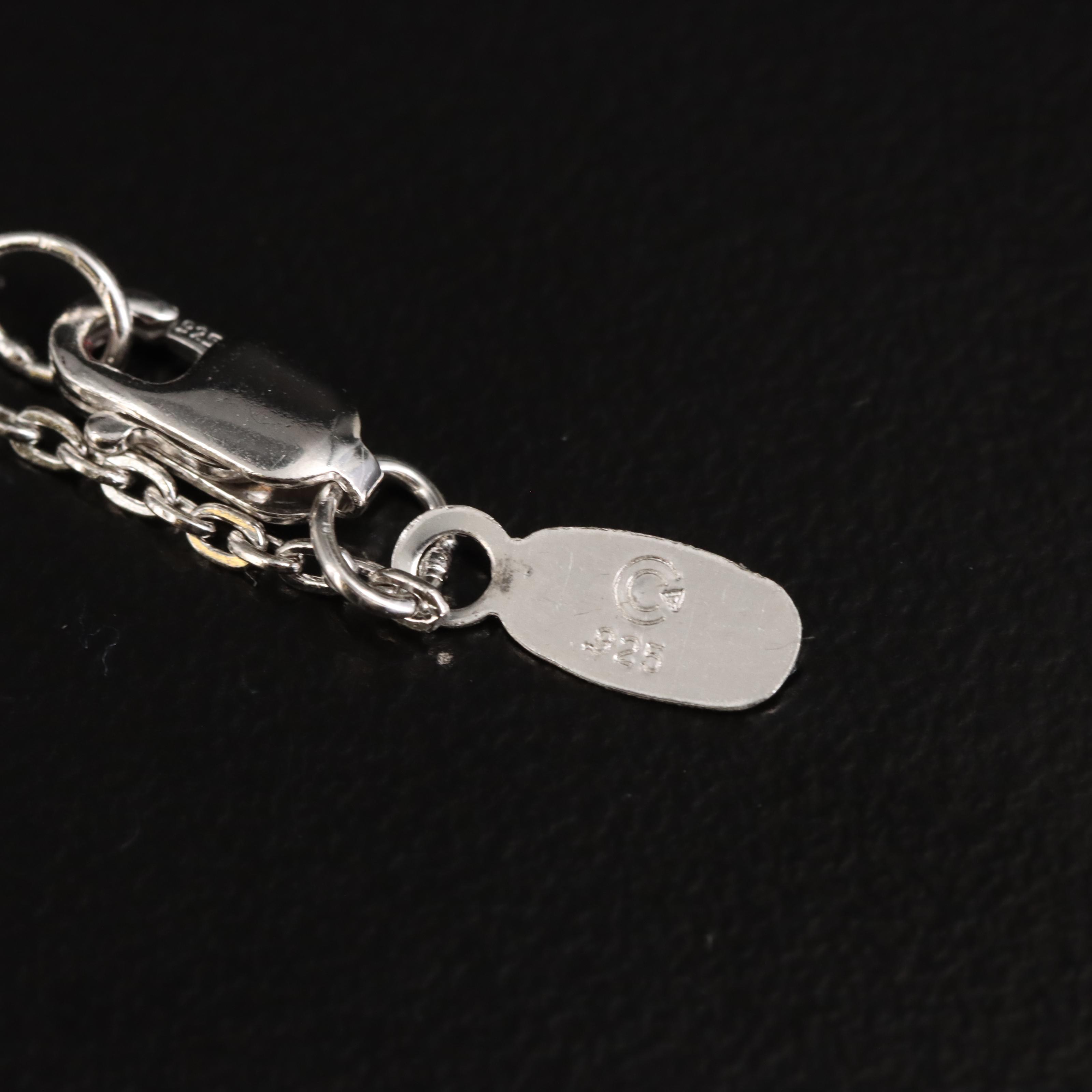 Sterling Diamond Skeleton Key Pendant Necklace