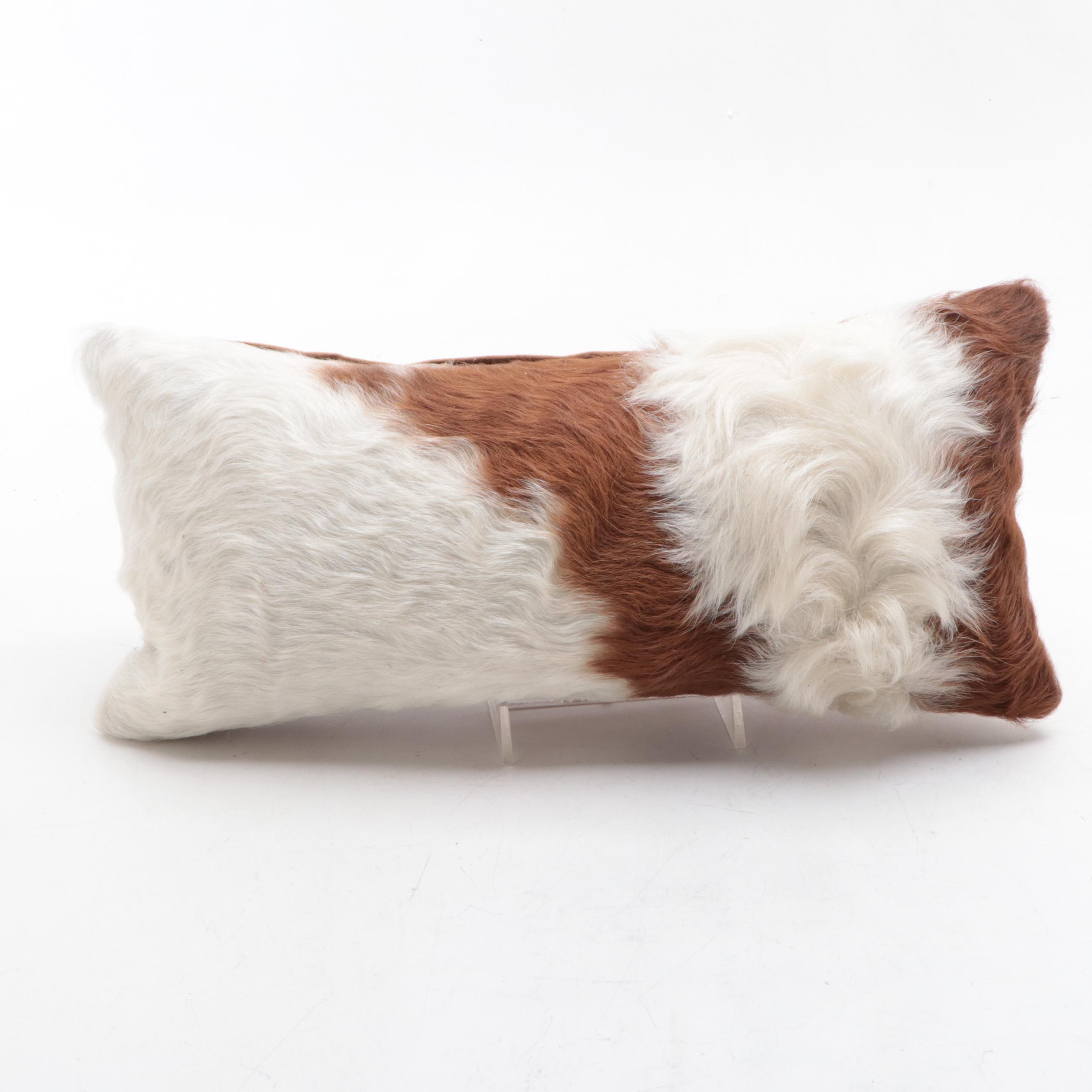 Horse Hair Diamond Patchwork Placemat and Calf Hide Bolster Pillow