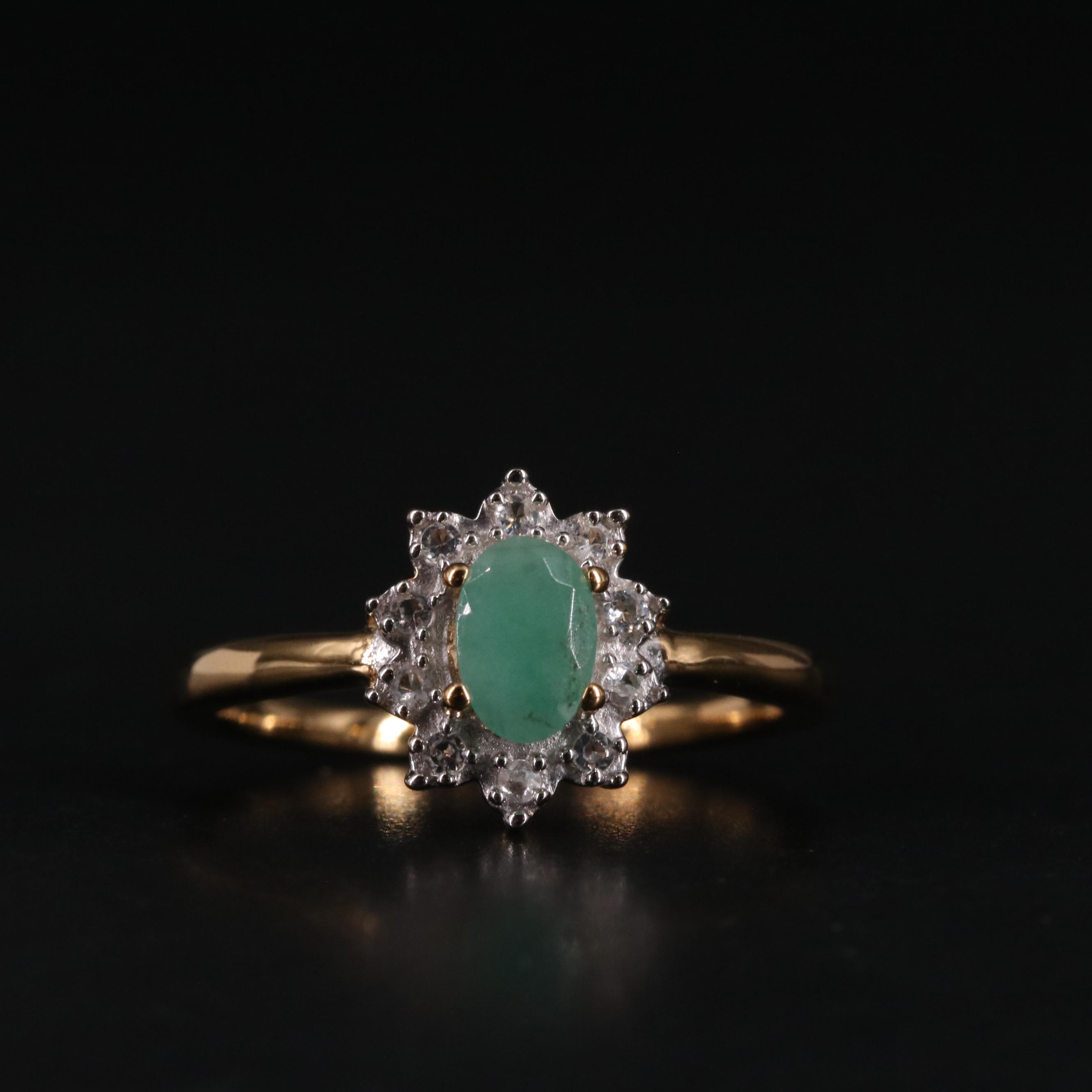 Sterling Silver Emerald and Topaz Ring