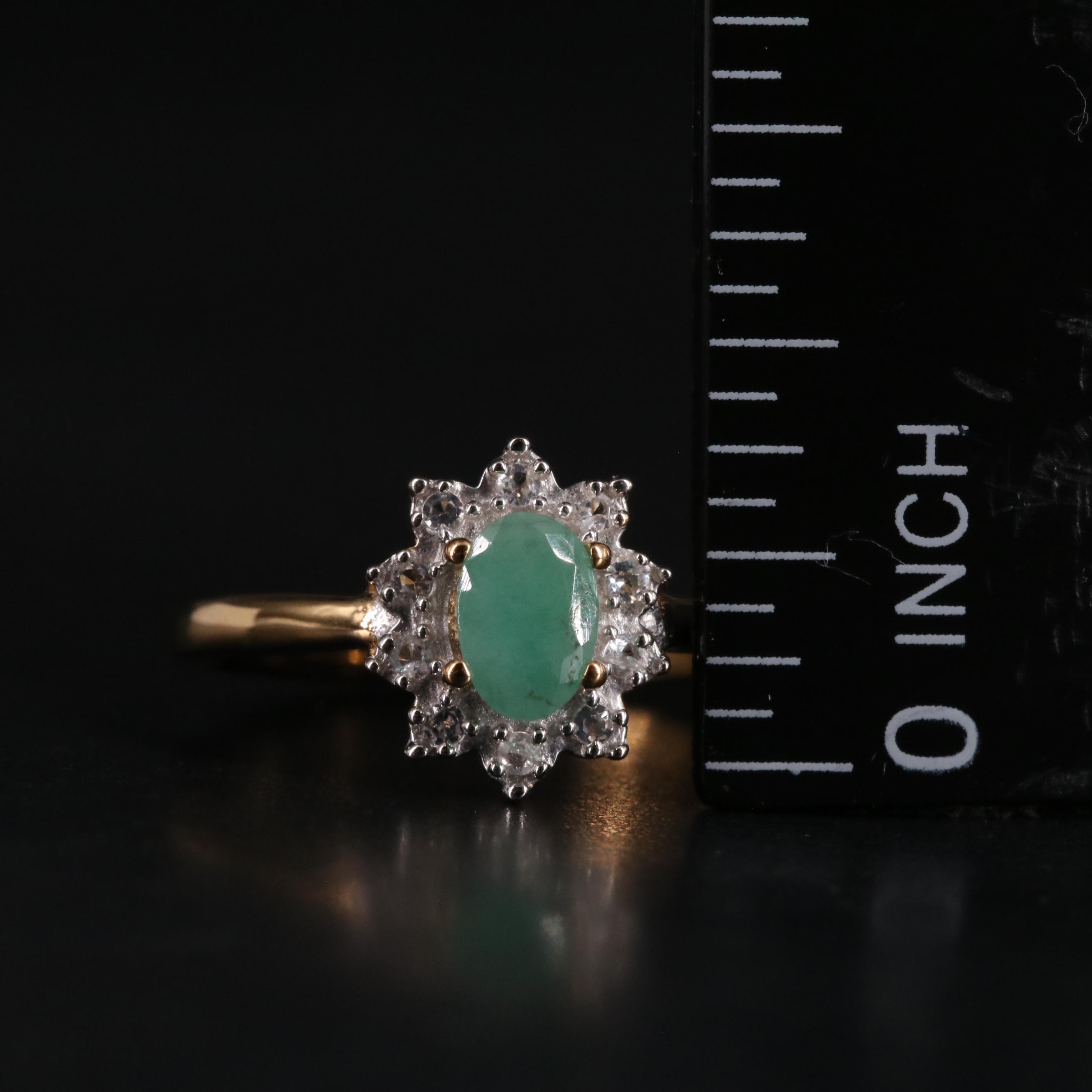Sterling Silver Emerald and Topaz Ring