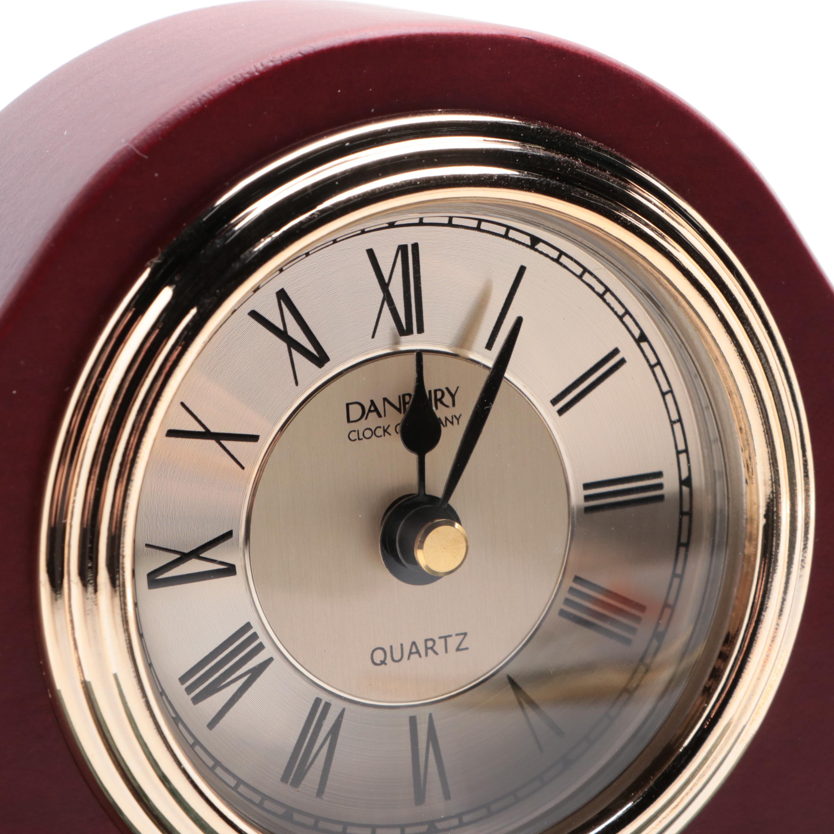 Danbury Wood and Marble Desk Clock and Pen Holder