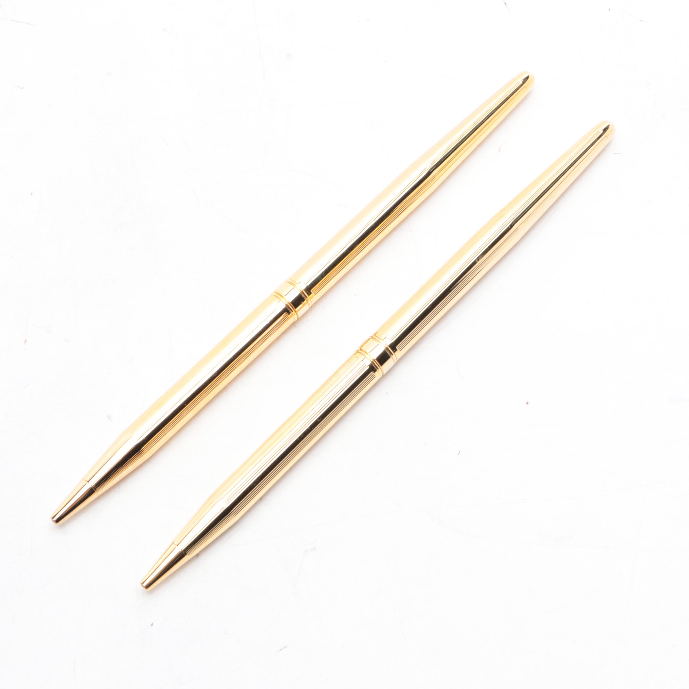 Danbury Wood and Marble Desk Clock and Pen Holder