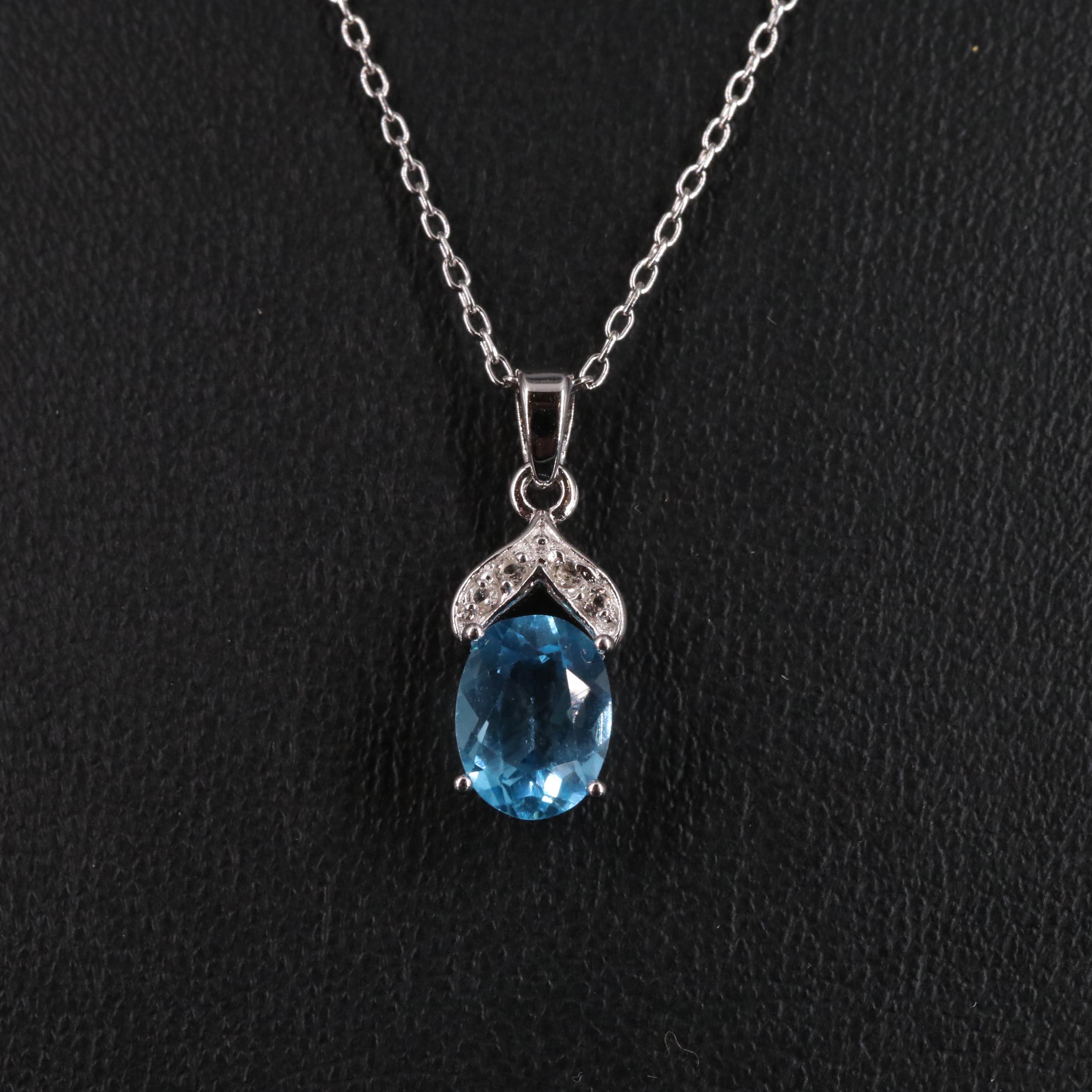 Sterling Silver Topaz Pendant Necklace