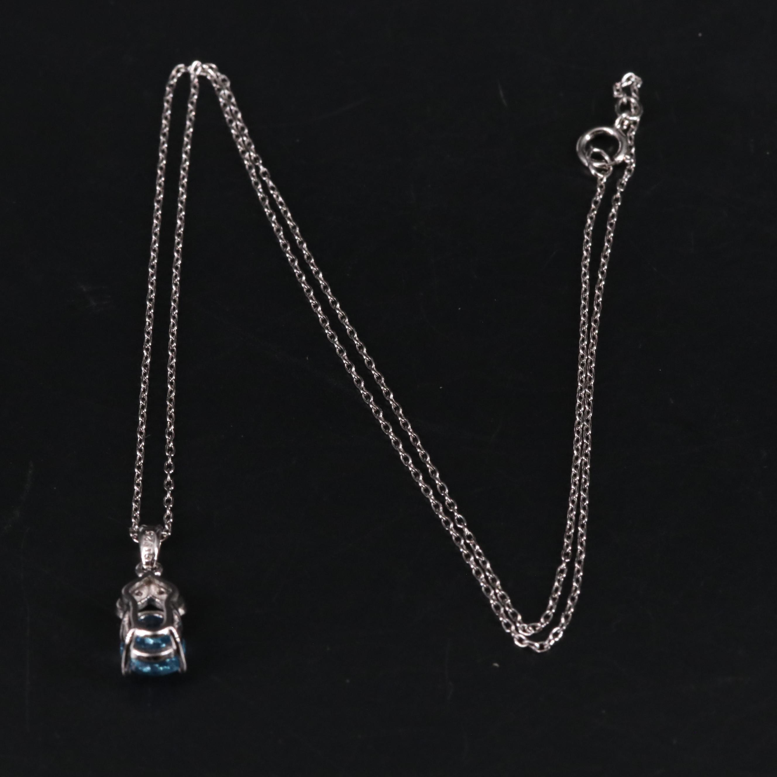 Sterling Silver Topaz Pendant Necklace