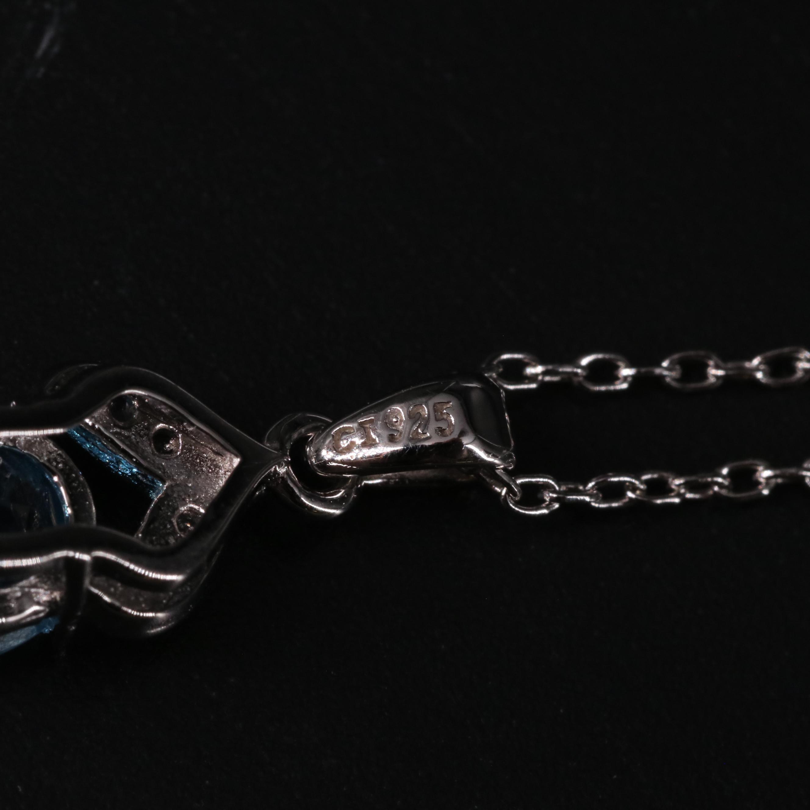 Sterling Silver Topaz Pendant Necklace