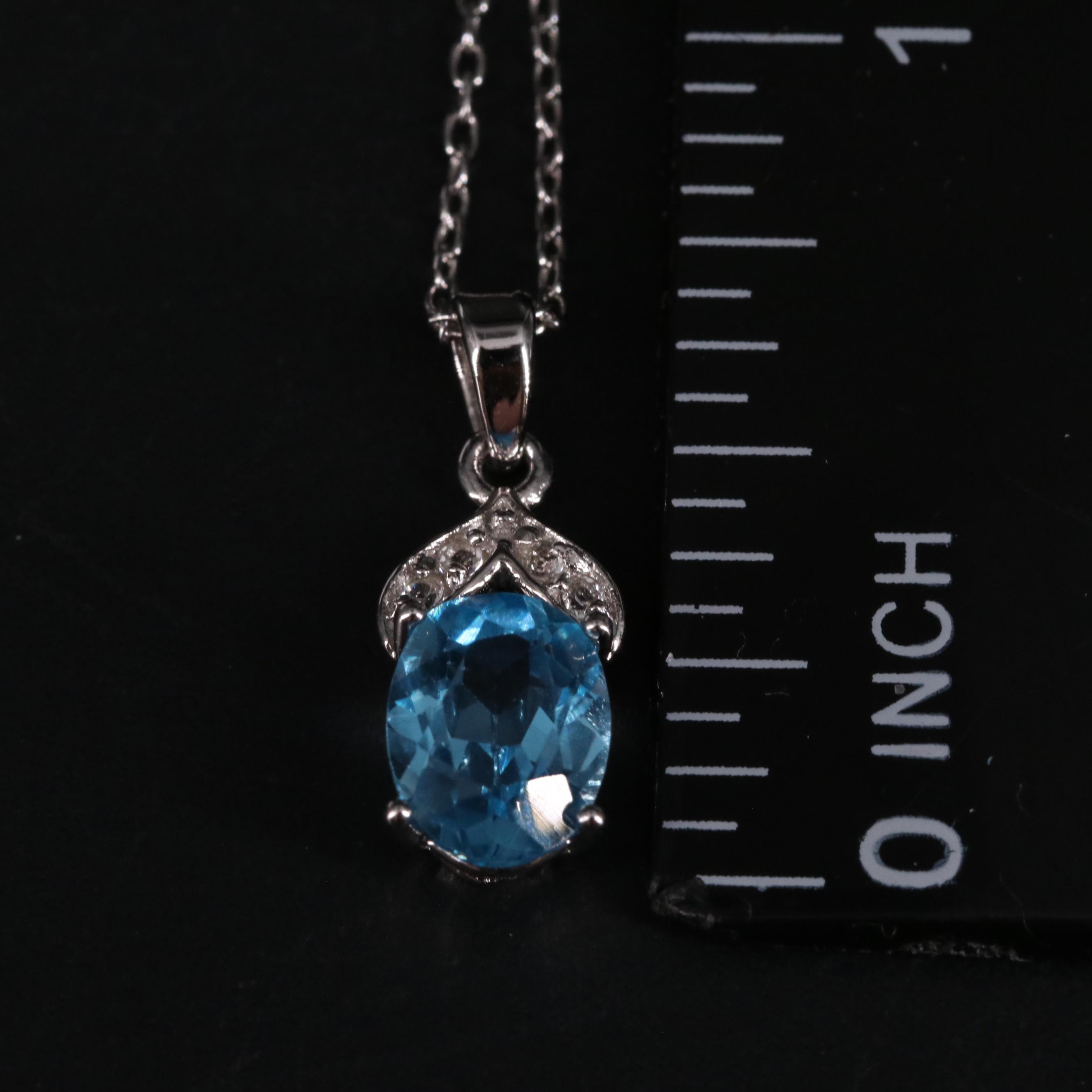 Sterling Silver Topaz Pendant Necklace