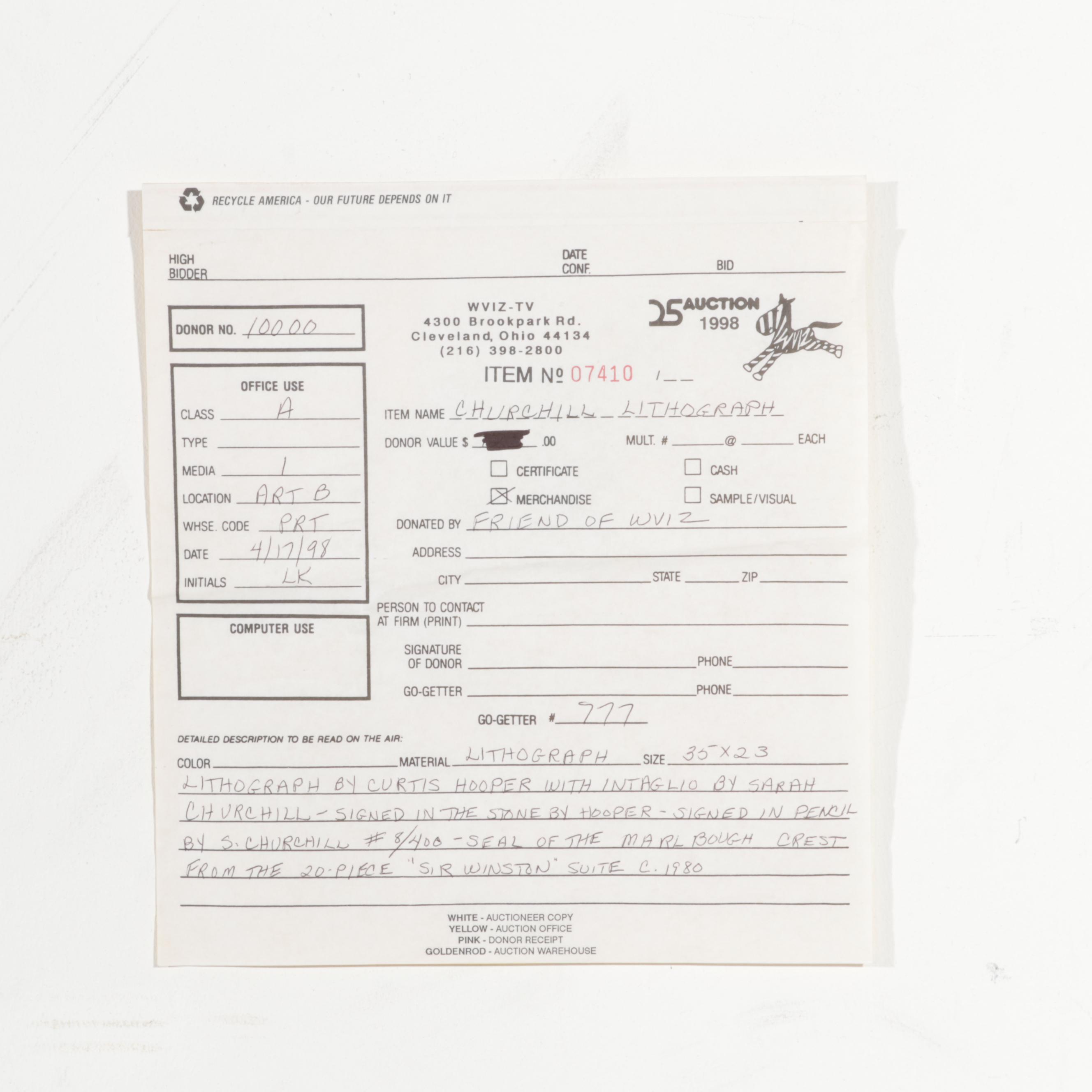 Curtis Hooper and Sarah Churchill Mixed Media Print From "Sir Winston" Suite