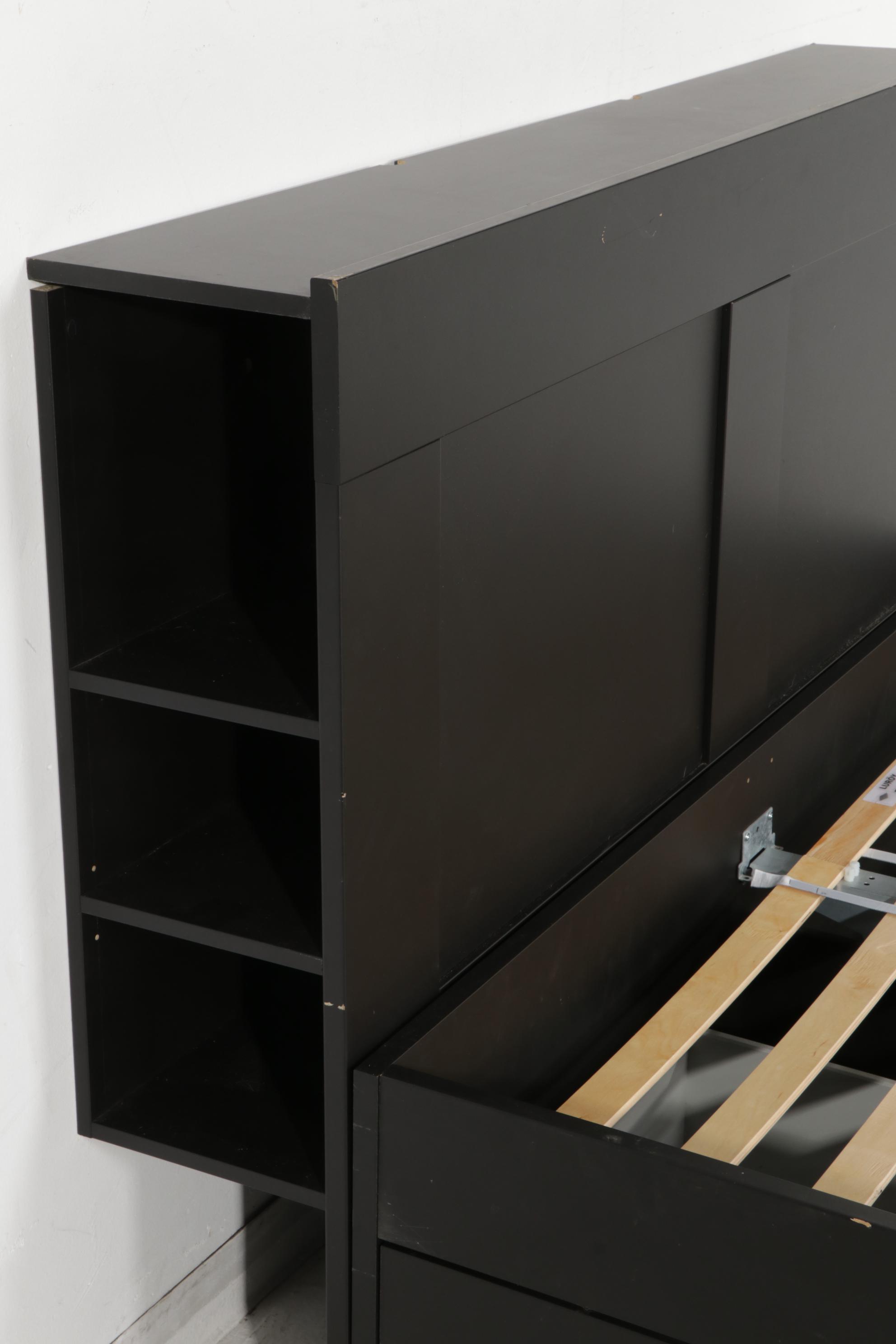 Ikea Brimnes Ebonized Bed Frame with Headboard