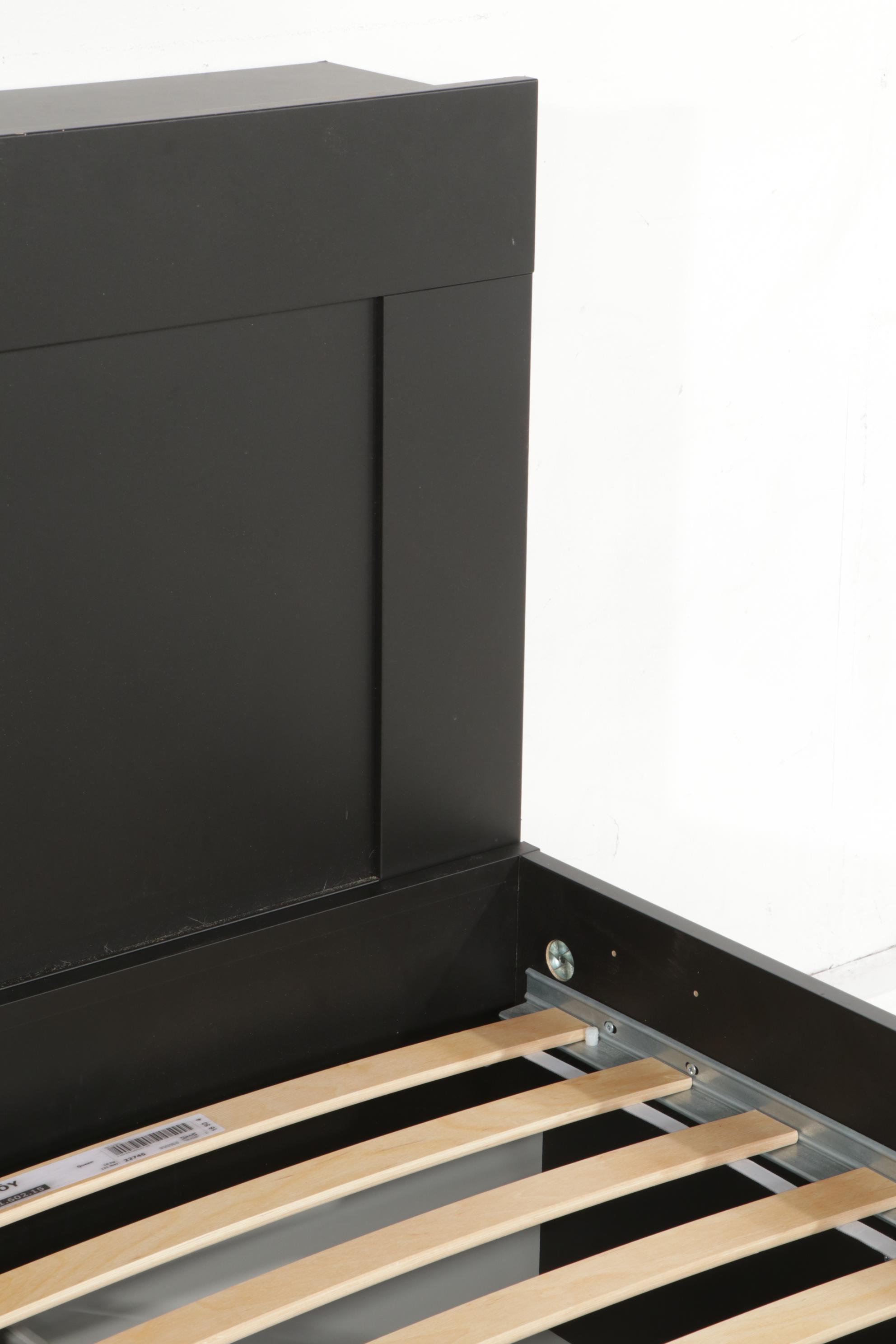 Ikea Brimnes Ebonized Bed Frame with Headboard