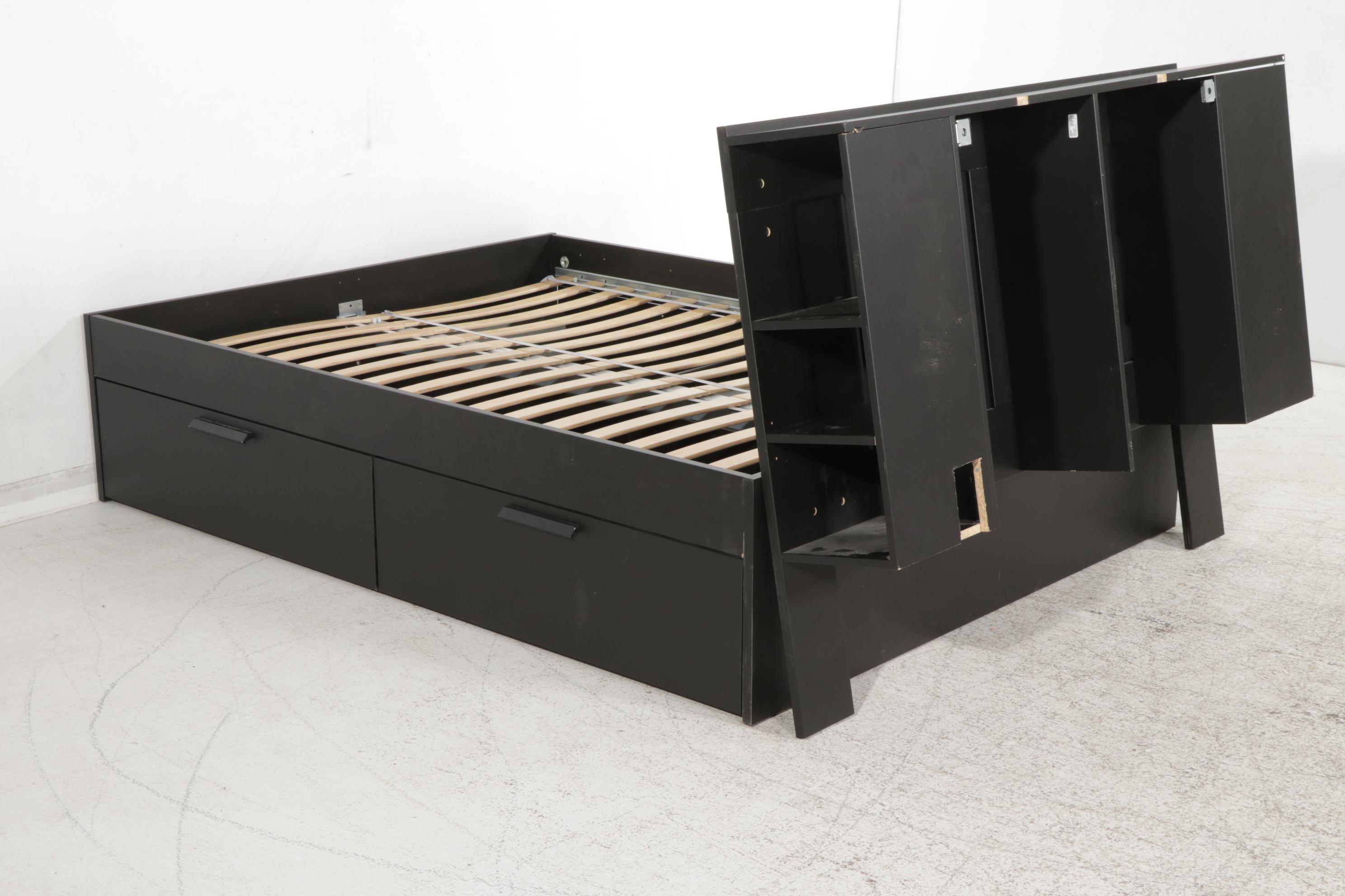 Ikea Brimnes Ebonized Bed Frame with Headboard