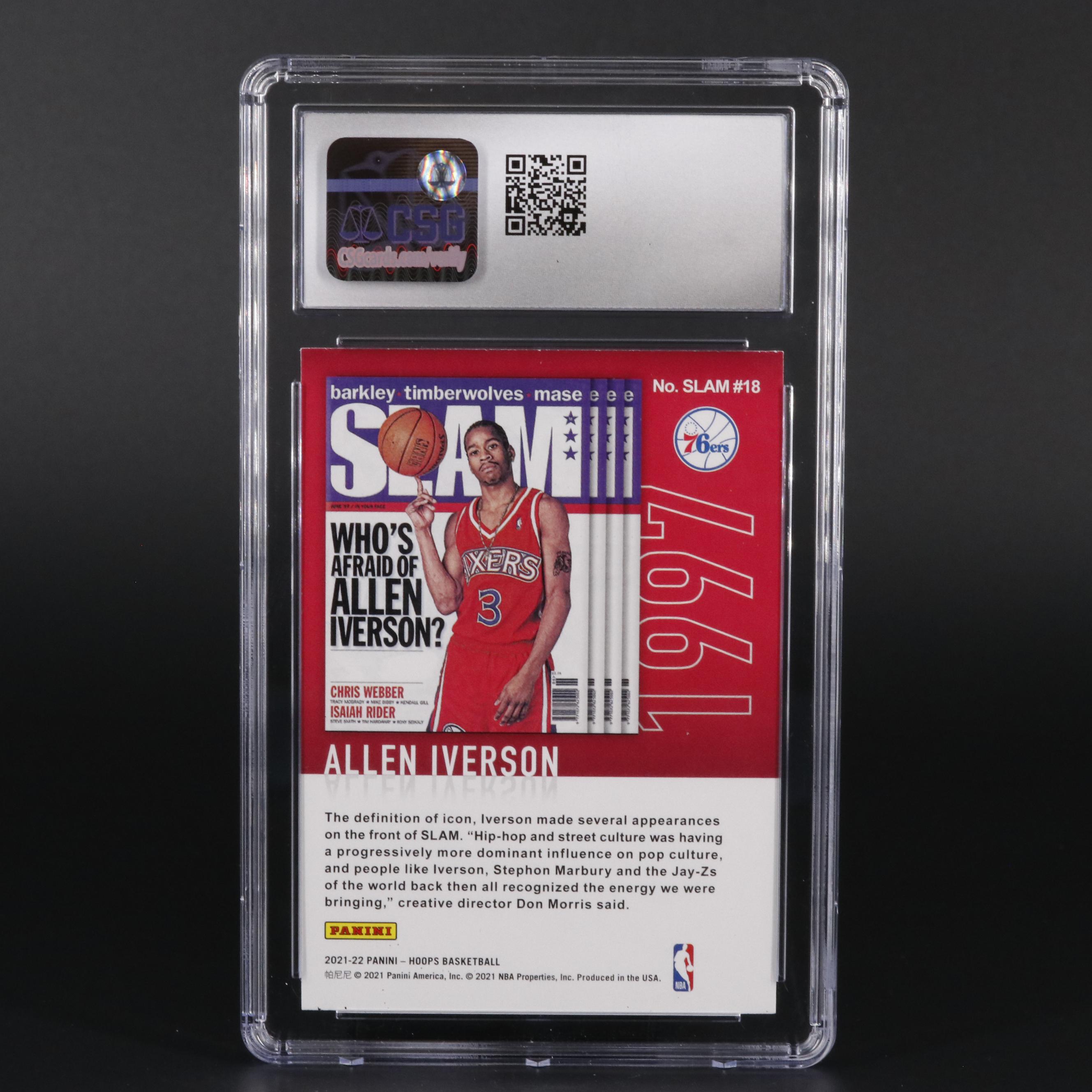 2021-22 Panini Hoops Allen Iverson SLAM Cover #SLAM #18 CSG 9 Basketball Card