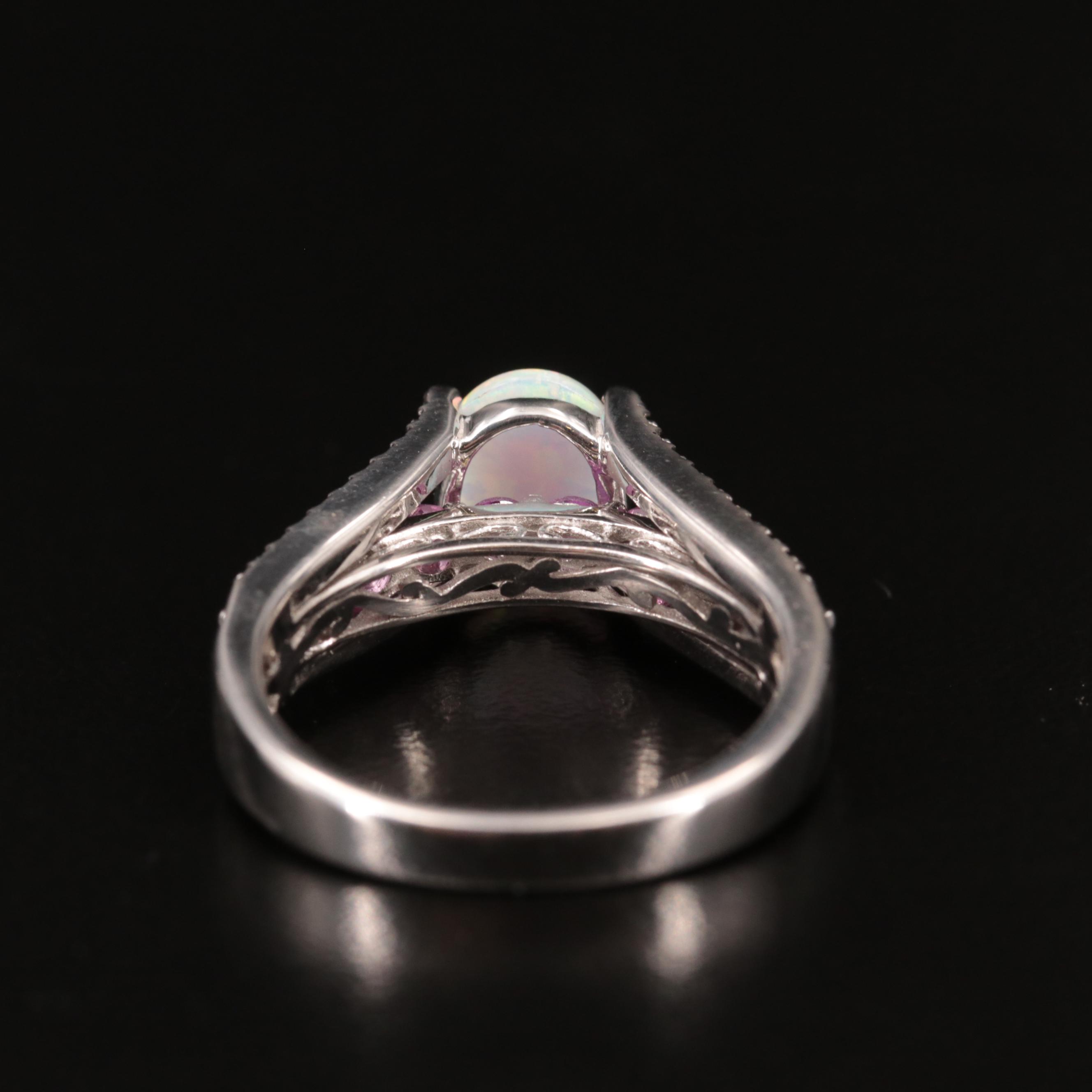 Sterling Silver Opal and Sapphire Ring