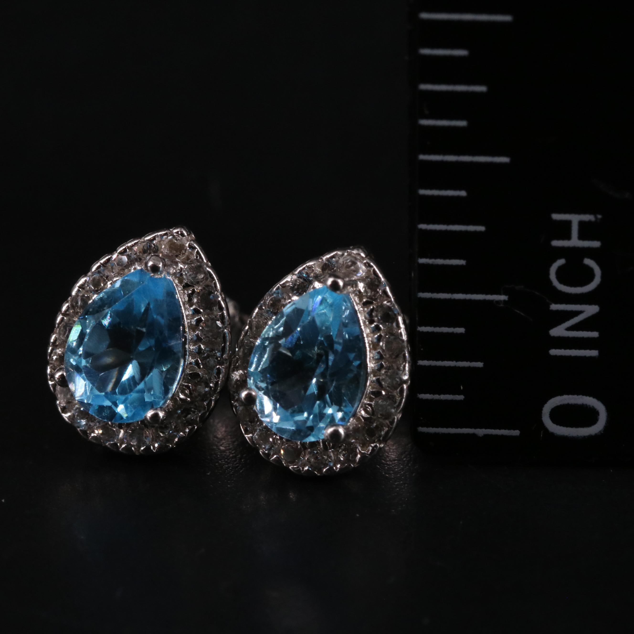 Sterling Silver Topaz Halo Earrings