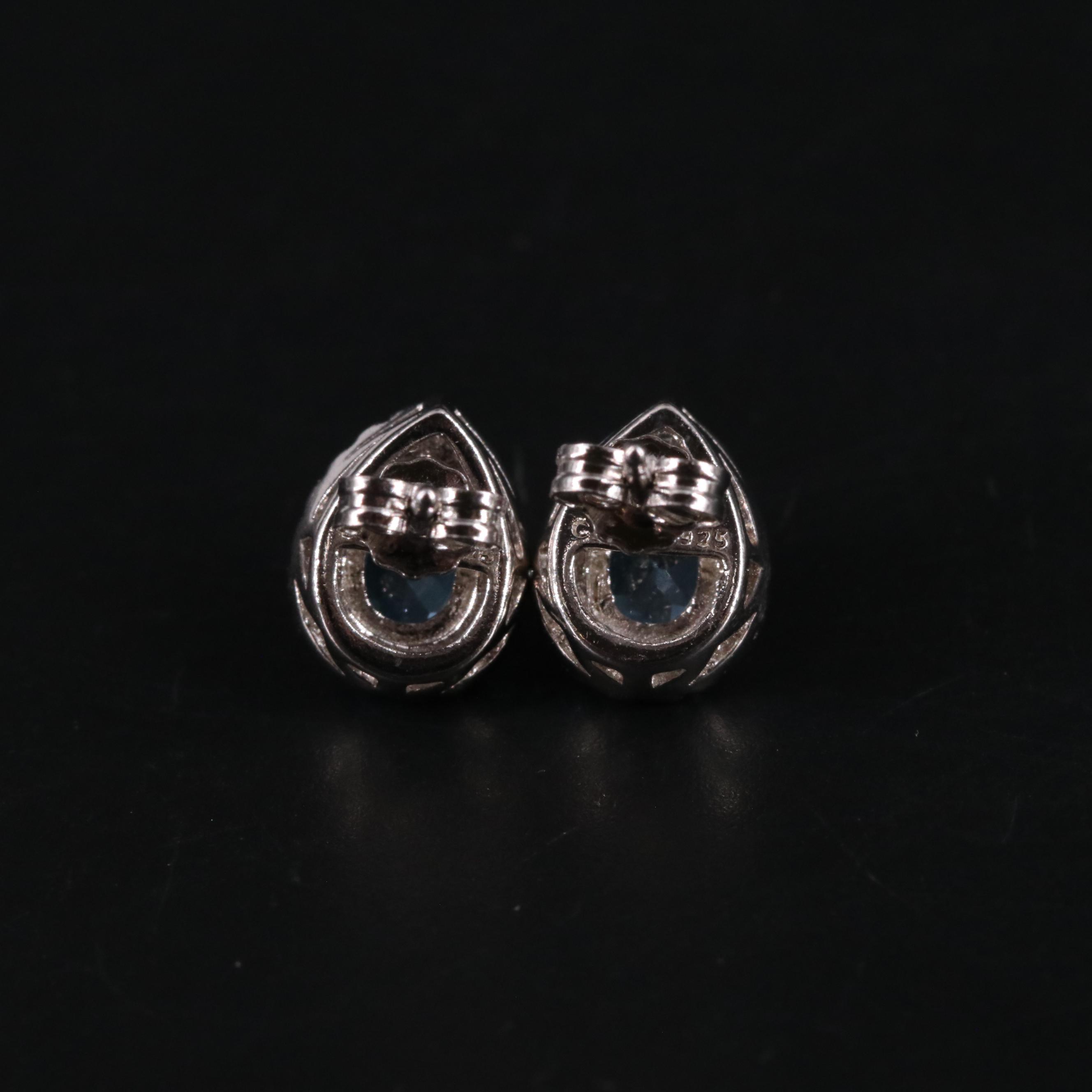 Sterling Silver Topaz Halo Earrings