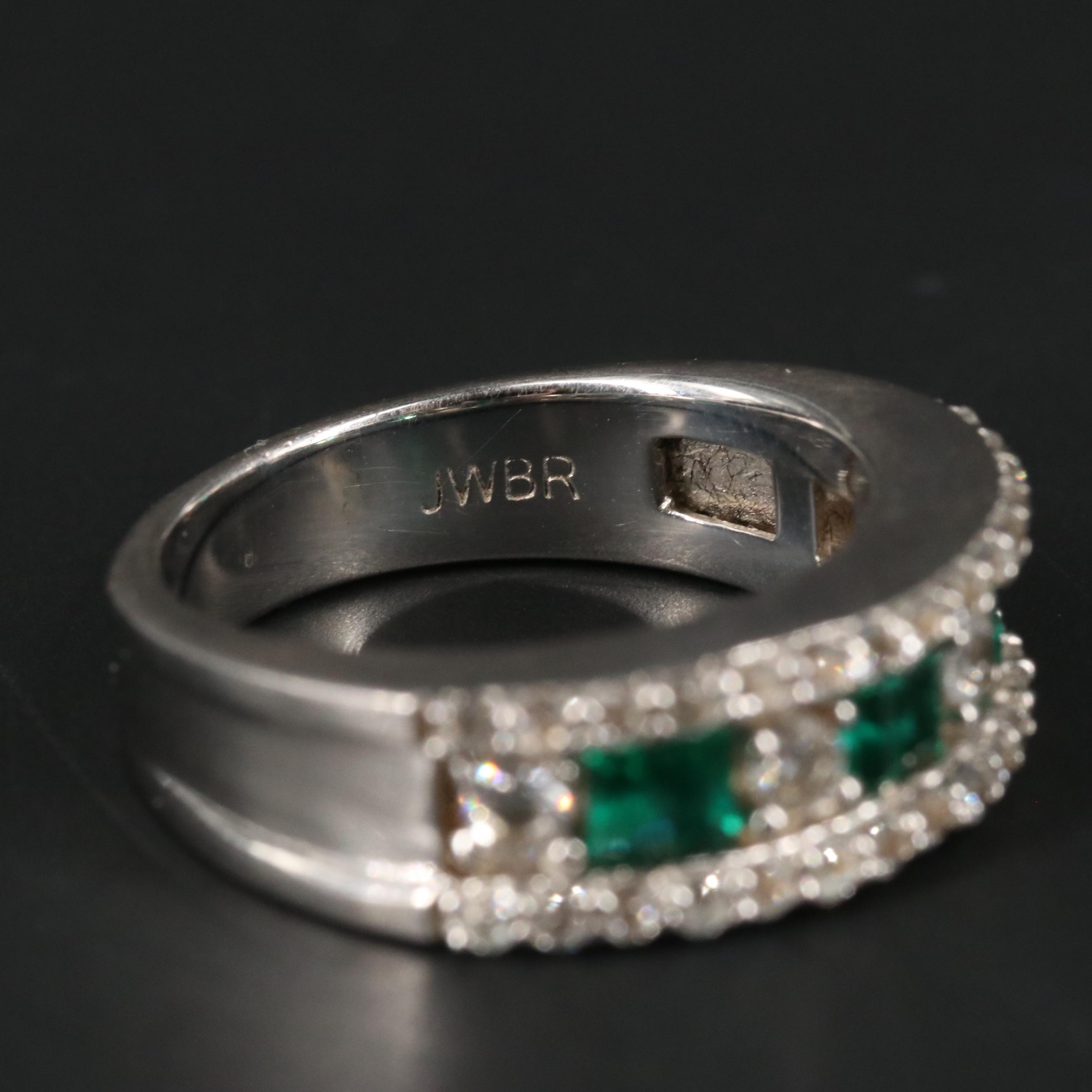 Sterling Silver Emerald and Sapphire Ring