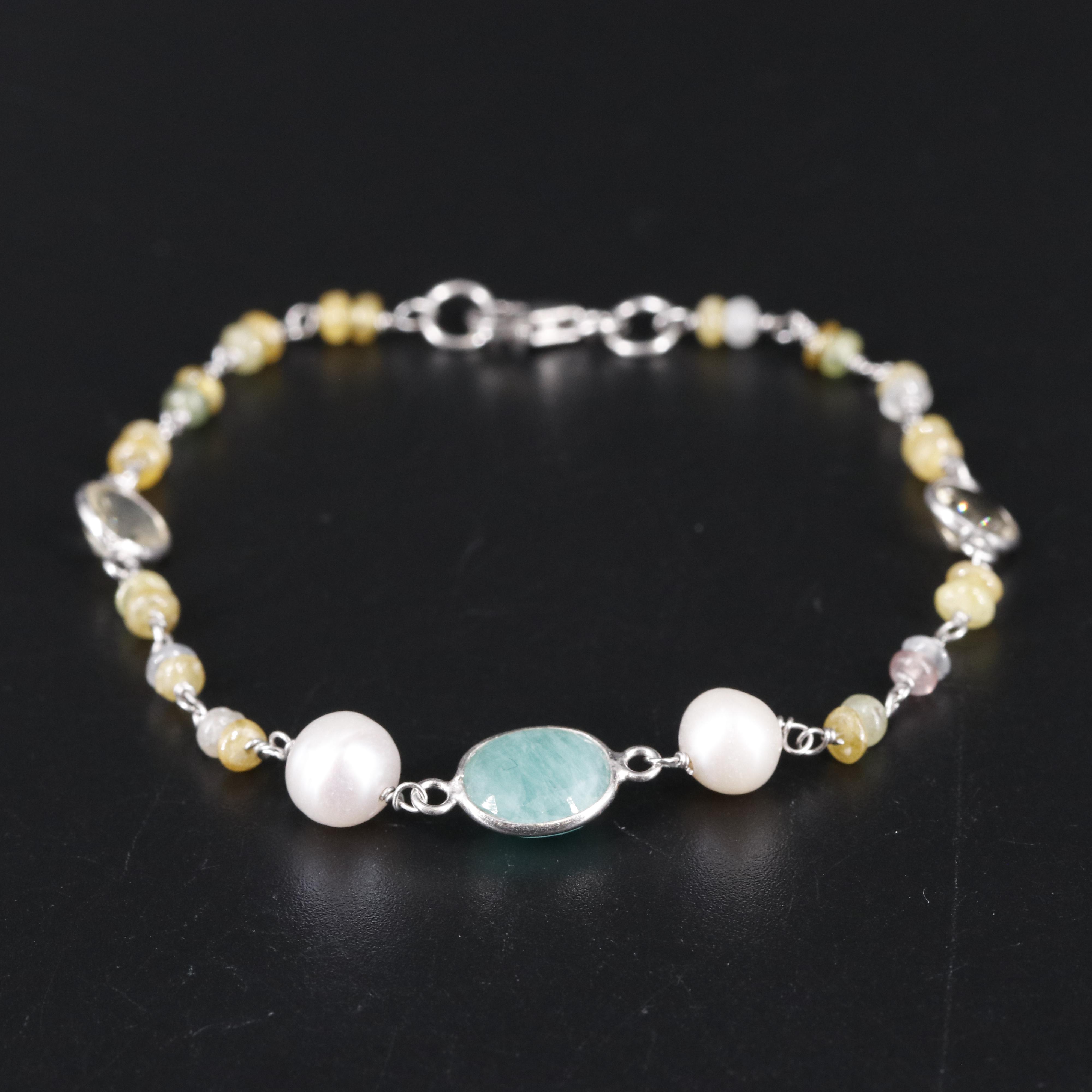 Sterling Beaded Gemstone Bracelet