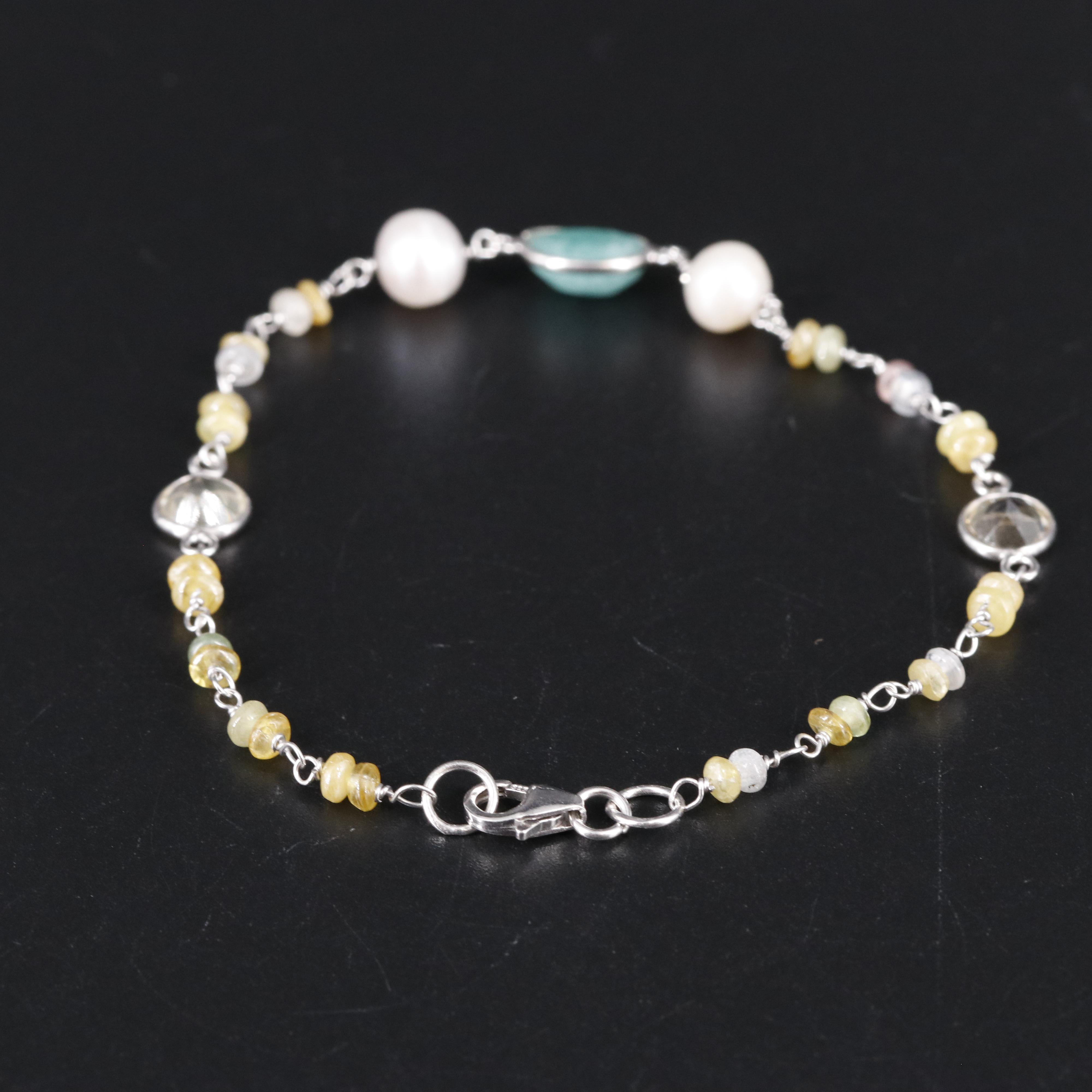 Sterling Beaded Gemstone Bracelet