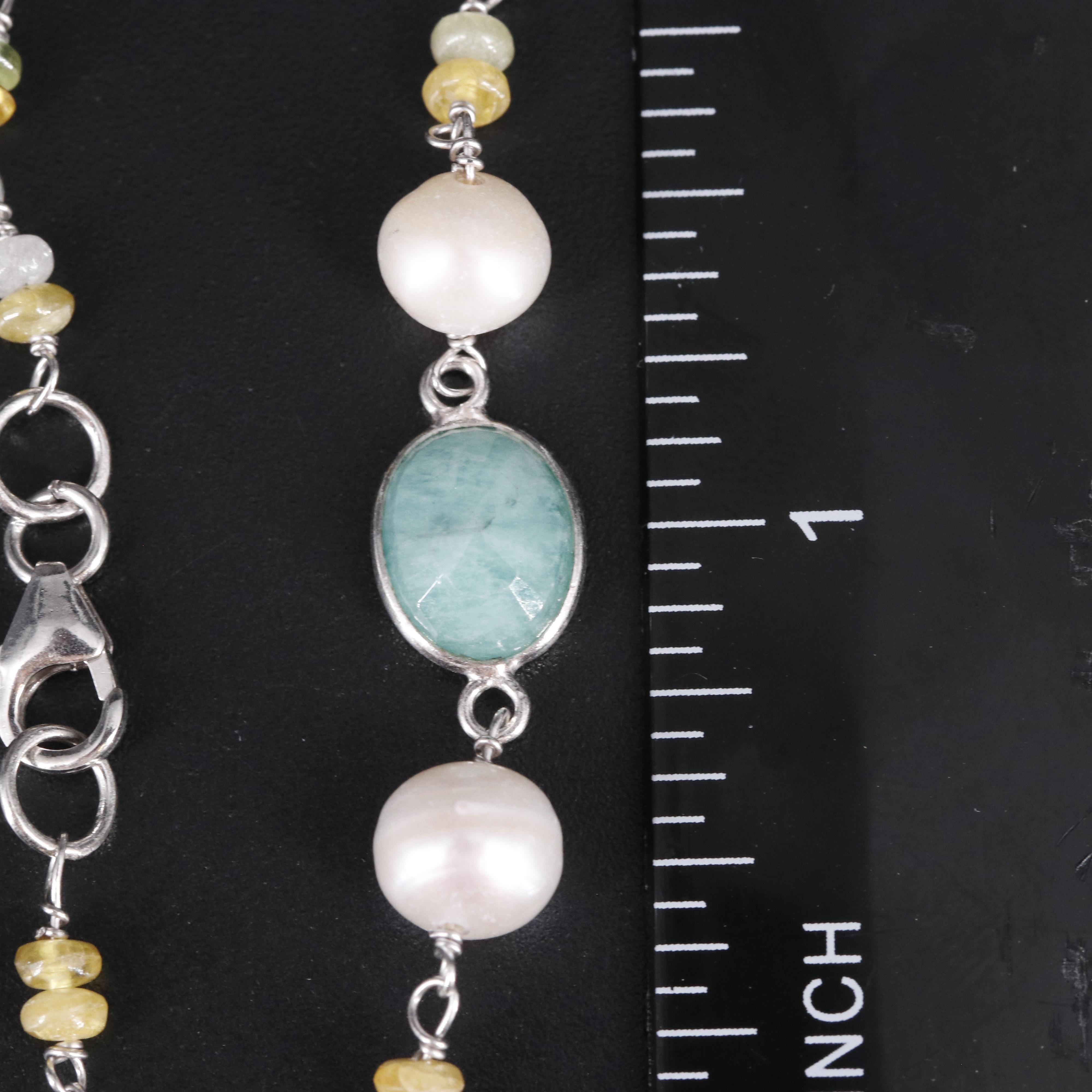 Sterling Beaded Gemstone Bracelet