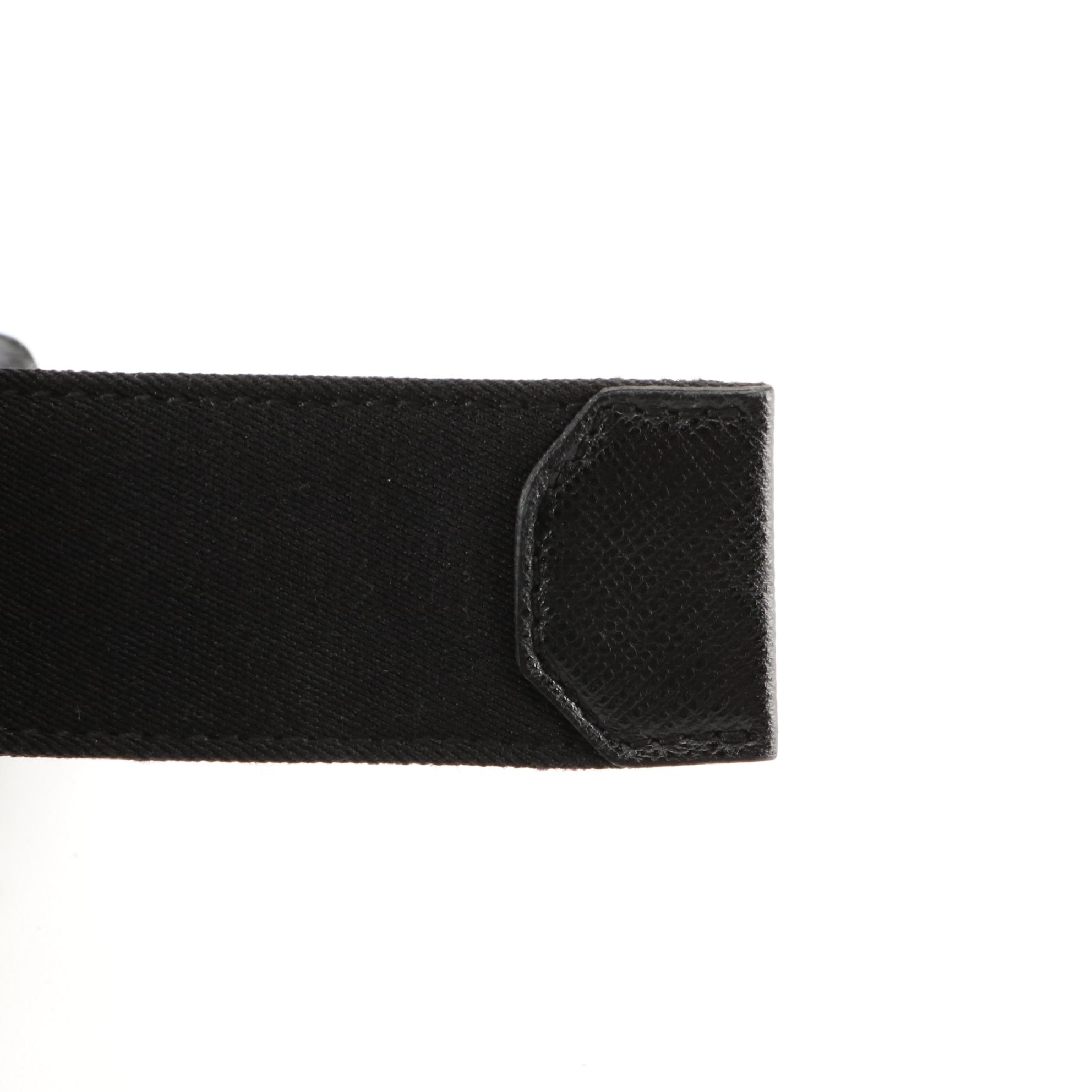 Prada Waist Belt in Black Gabardine with Saffiano Leather Trim