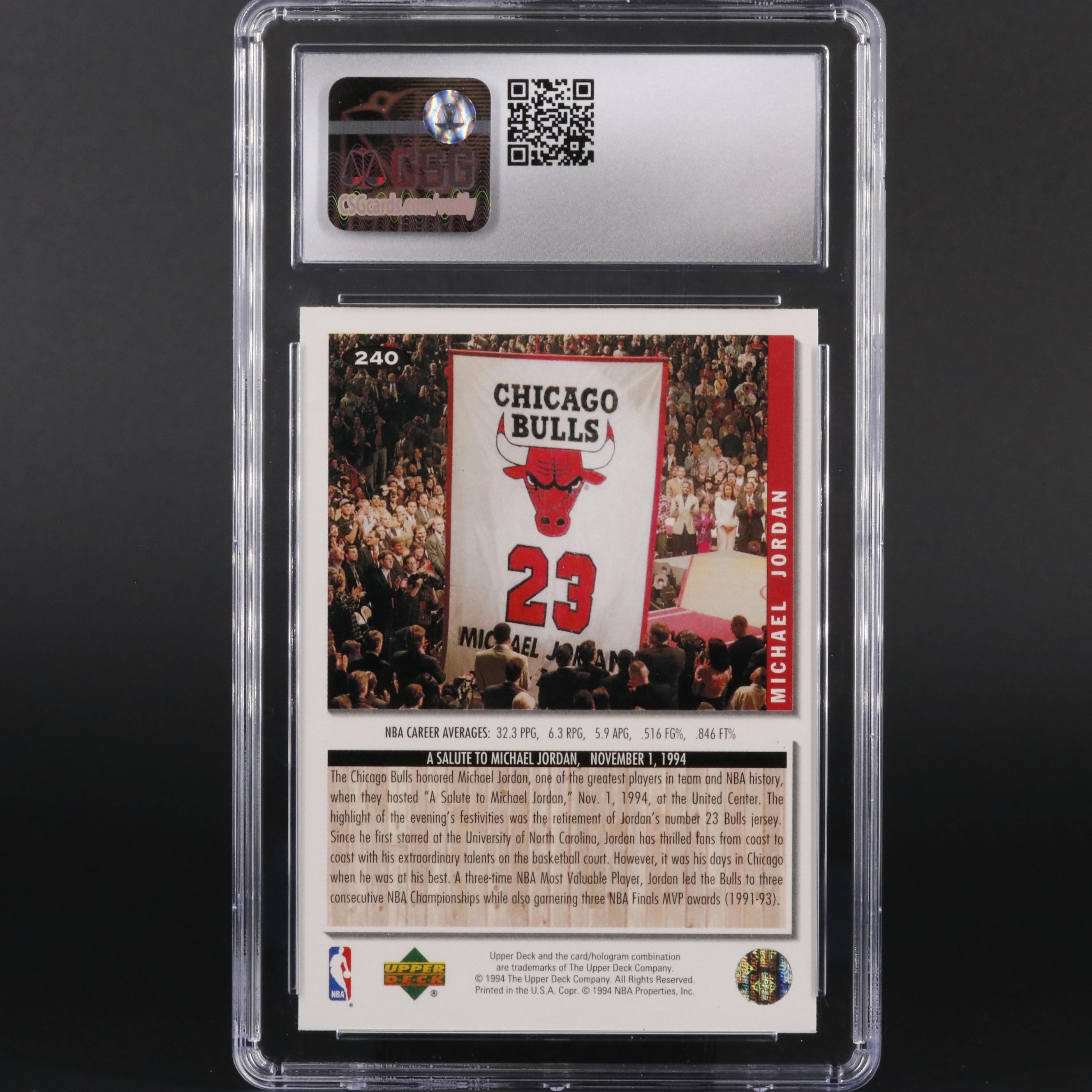 1994 Upper Deck Collector's Choice Michael Jordan #240 CSG Mt 9 Basketball Card