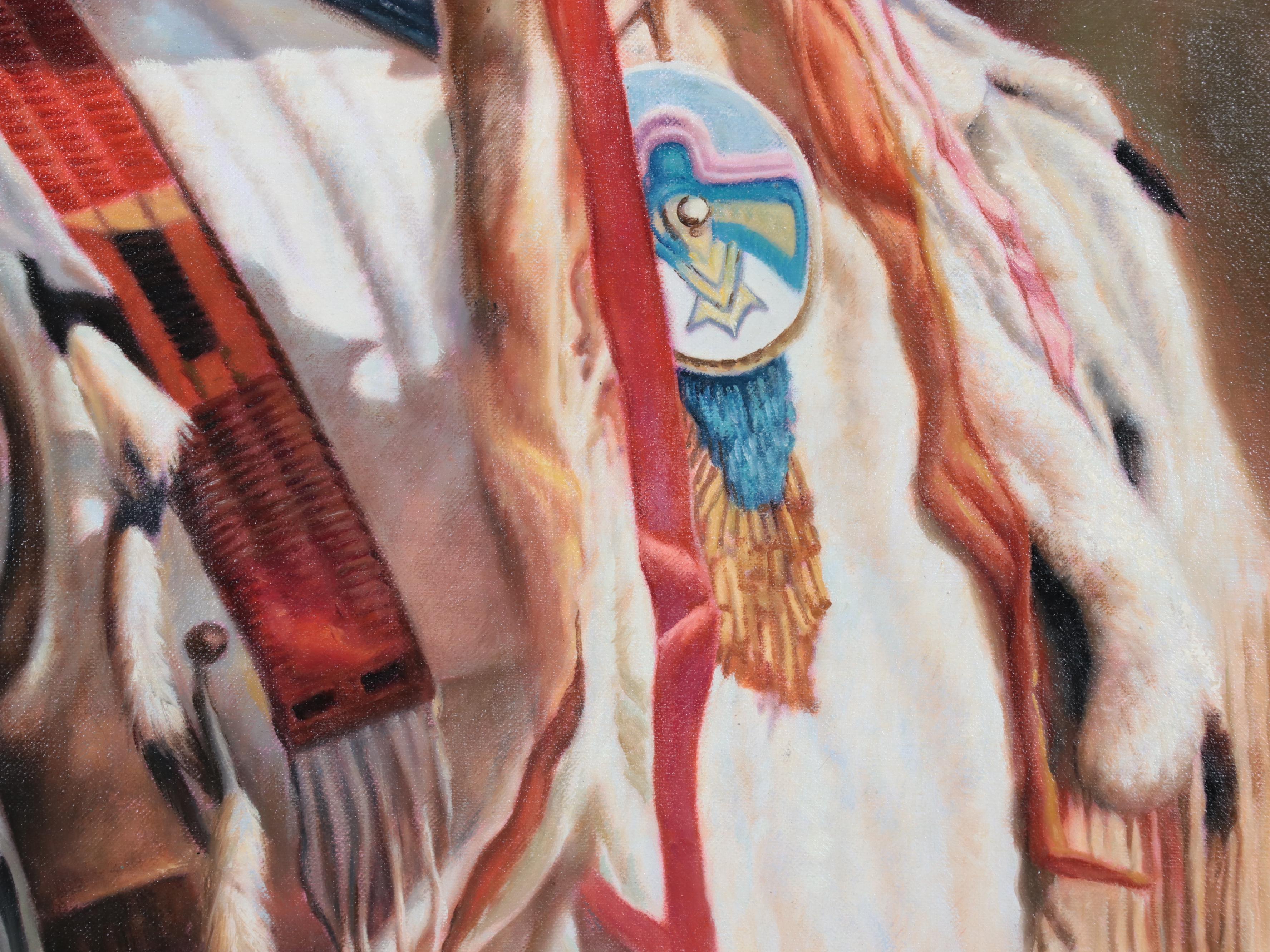 Thomas Native American Portrait Oil Painting, 21st Century