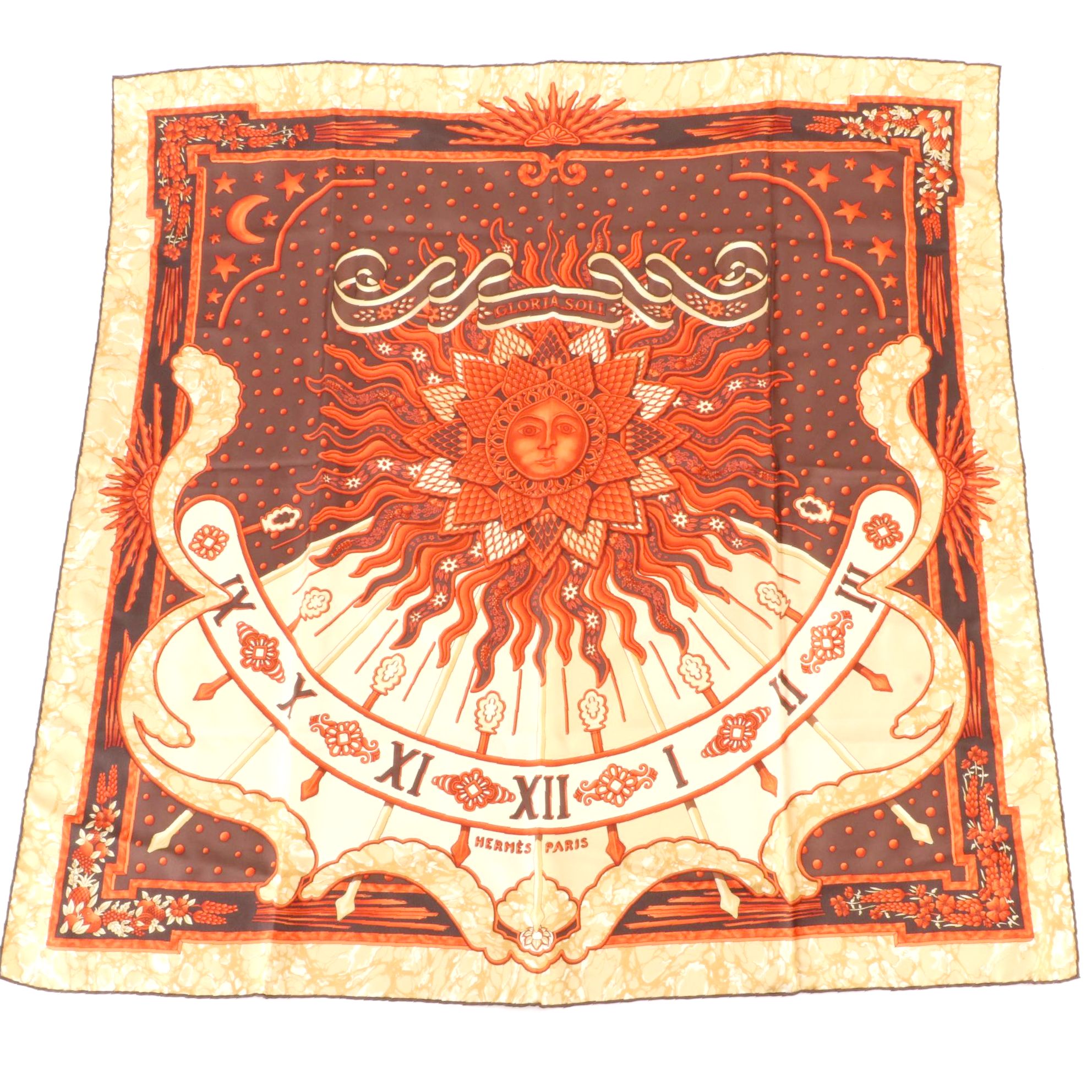 Hermès ''Gloria Soli'' Scarf 90 in Silk Twill