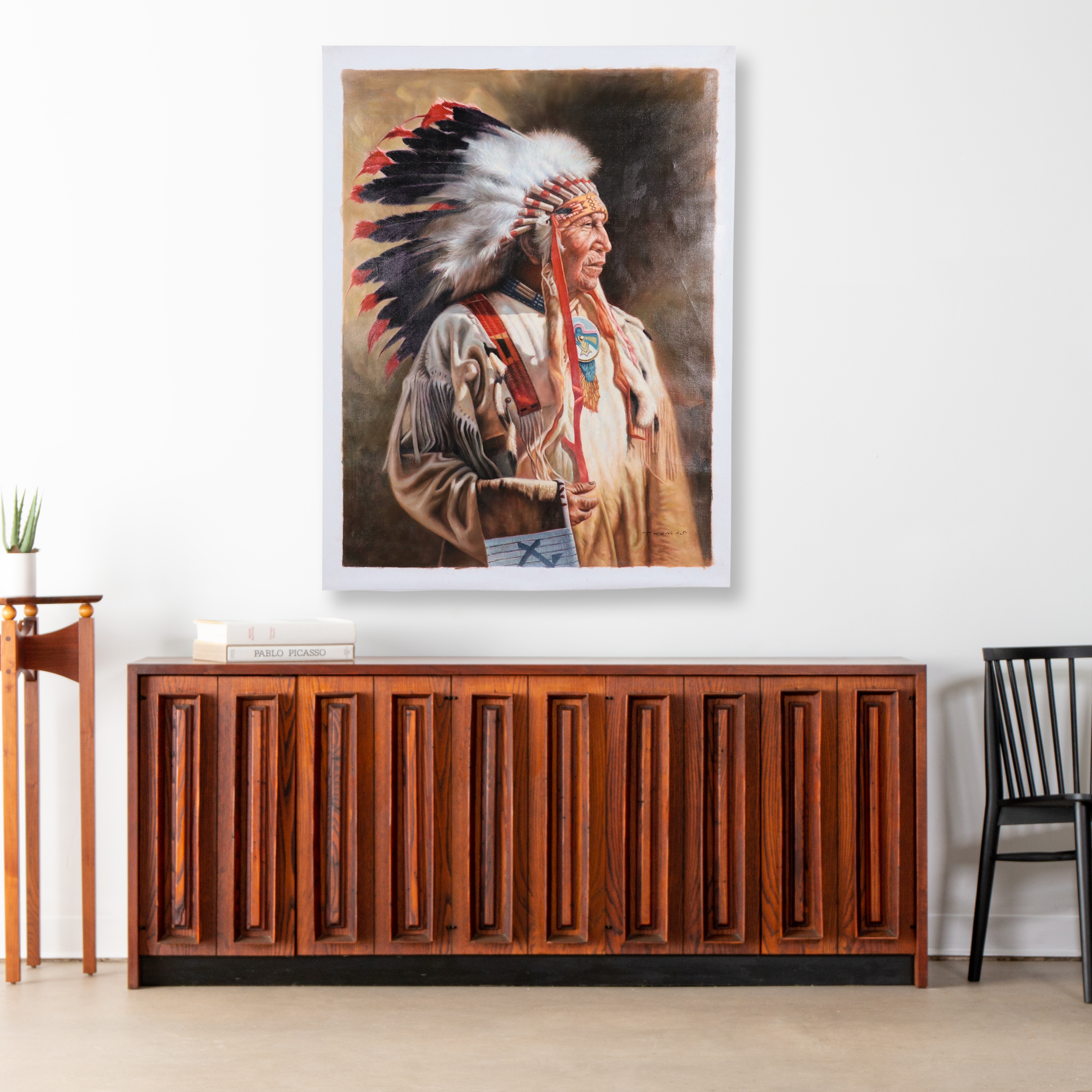 Thomas Native American Portrait Oil Painting, 21st Century