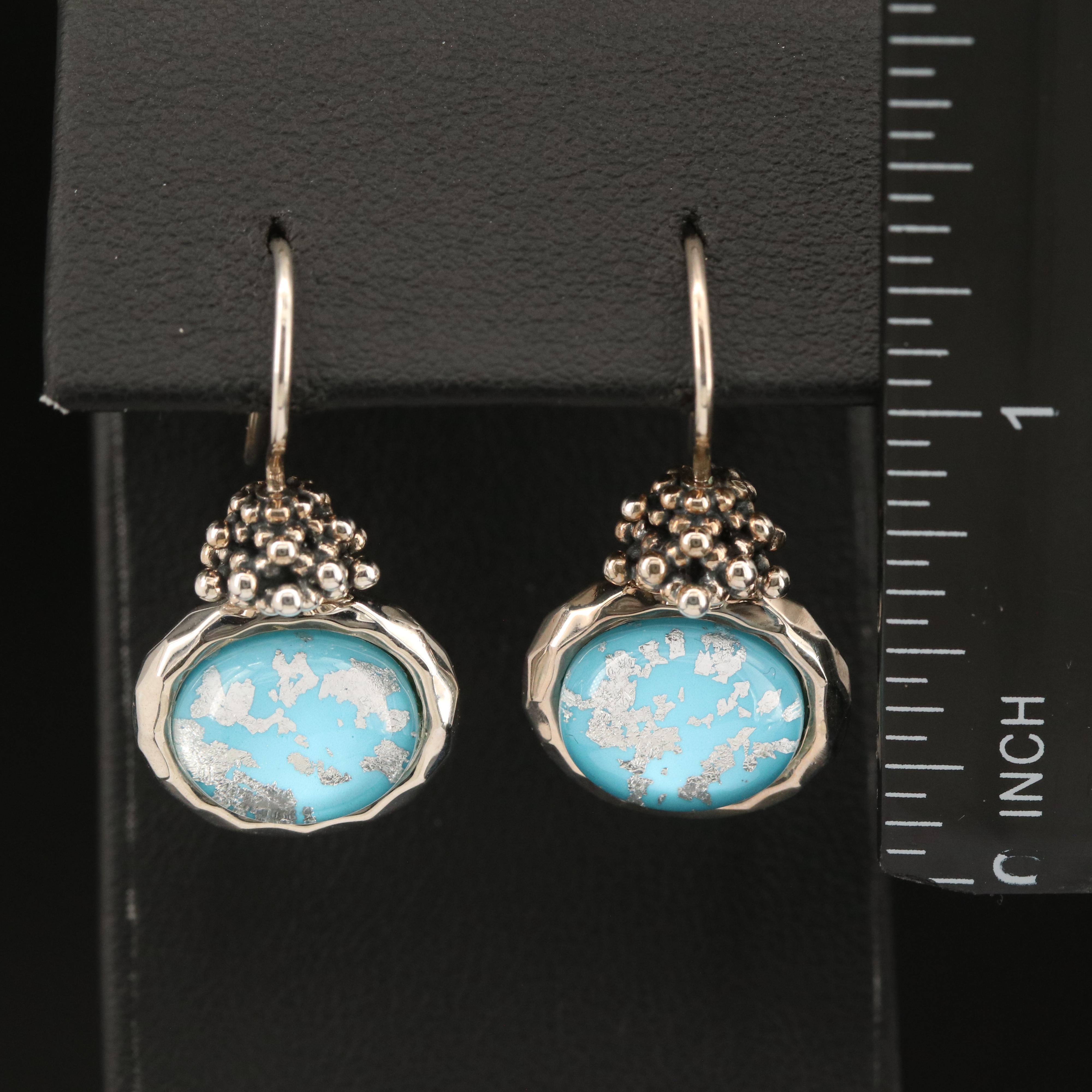 Michael Dawkins Sterling Quartz and Faux Turquoise Doublet Earrings