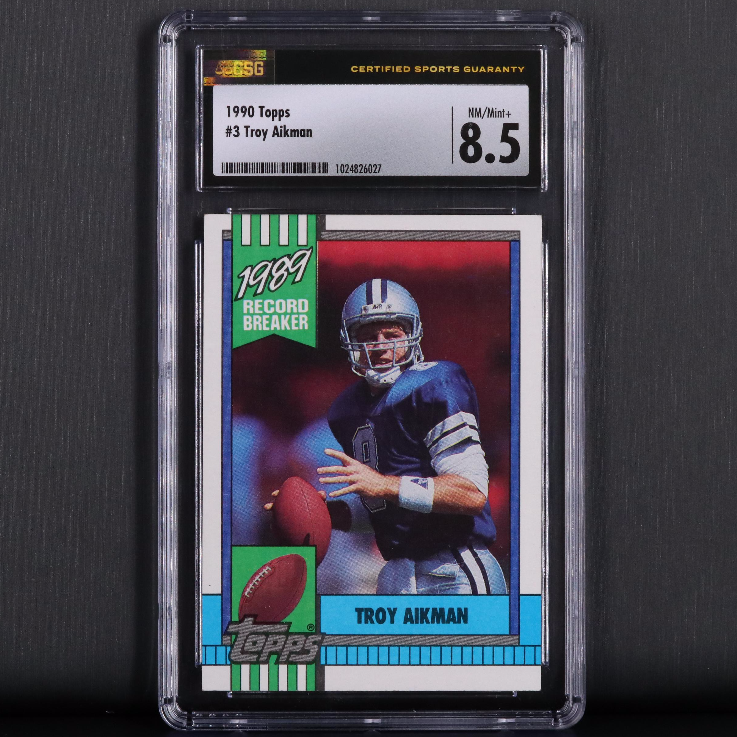 1990 Topps Troy Aikman #3 Grade 8.5 Football Card