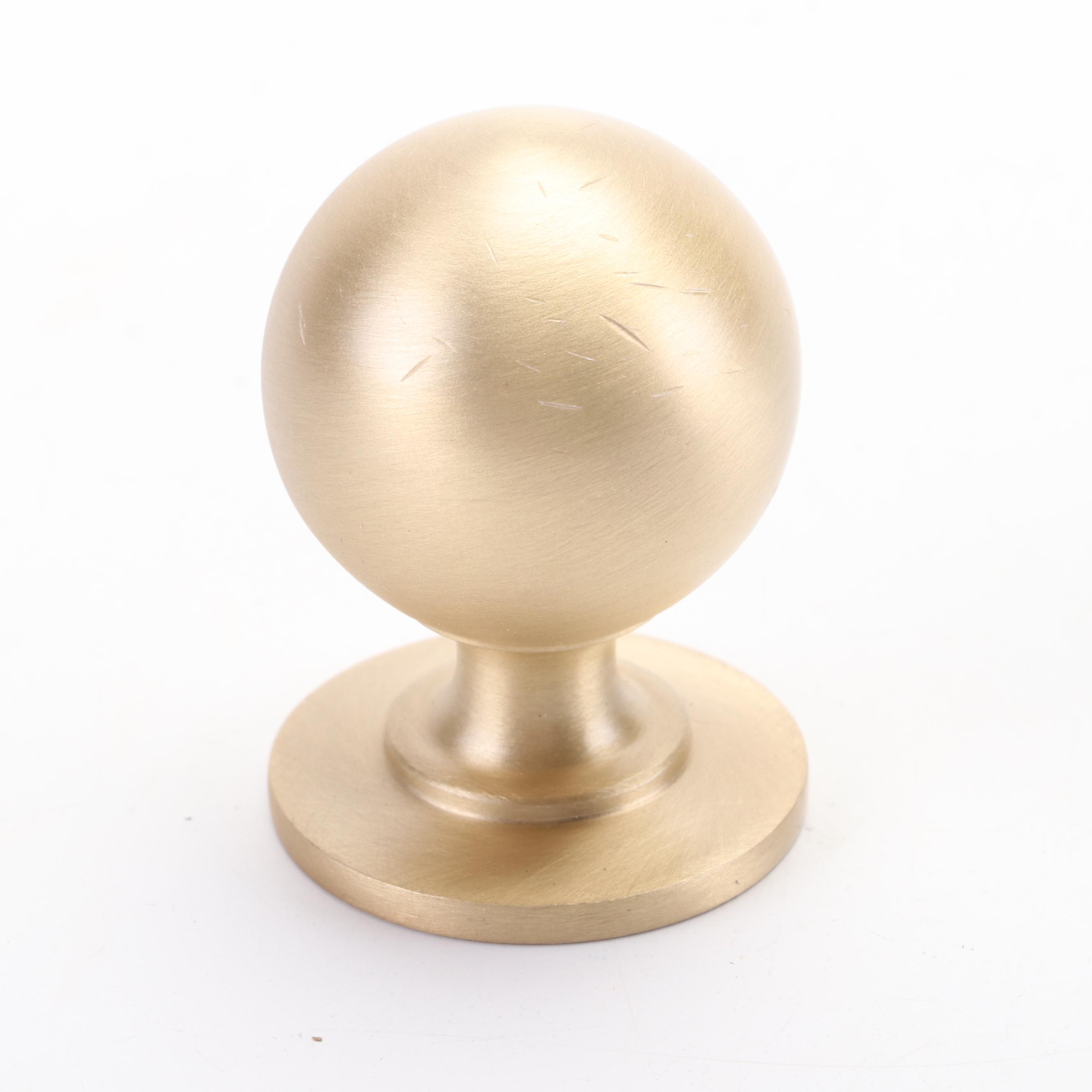 Mottled Brass Cup Cabinet Pulls with Satin Brass Round Knob