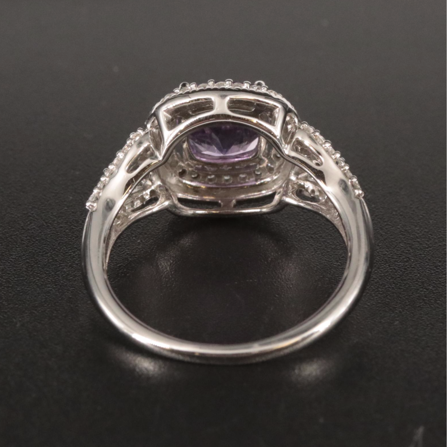 Sterling Amethyst and Sapphire Halo Ring