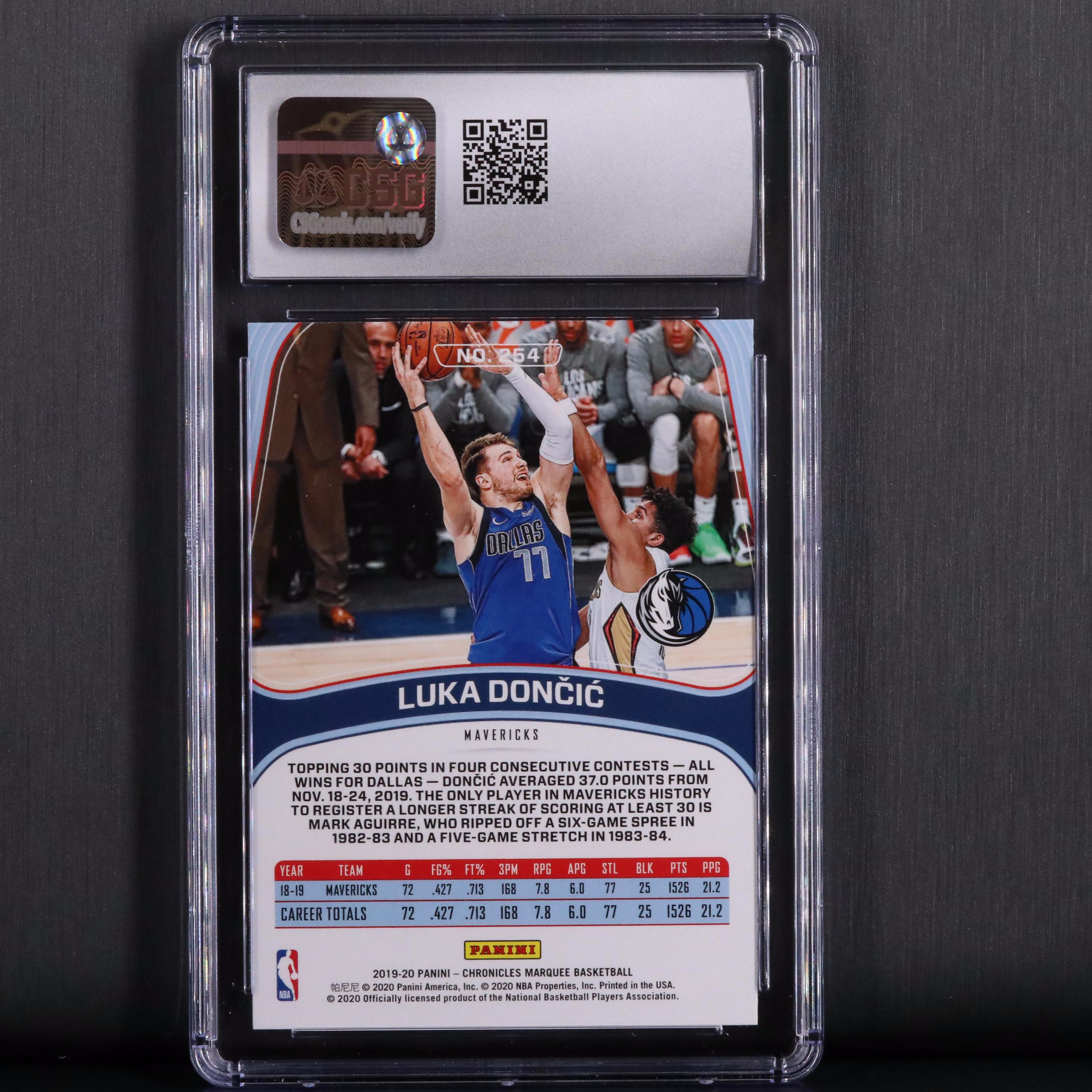 2019-20 Panini Chronicles Luka Doncic Marquee #254 Grade 10 Basketball Card