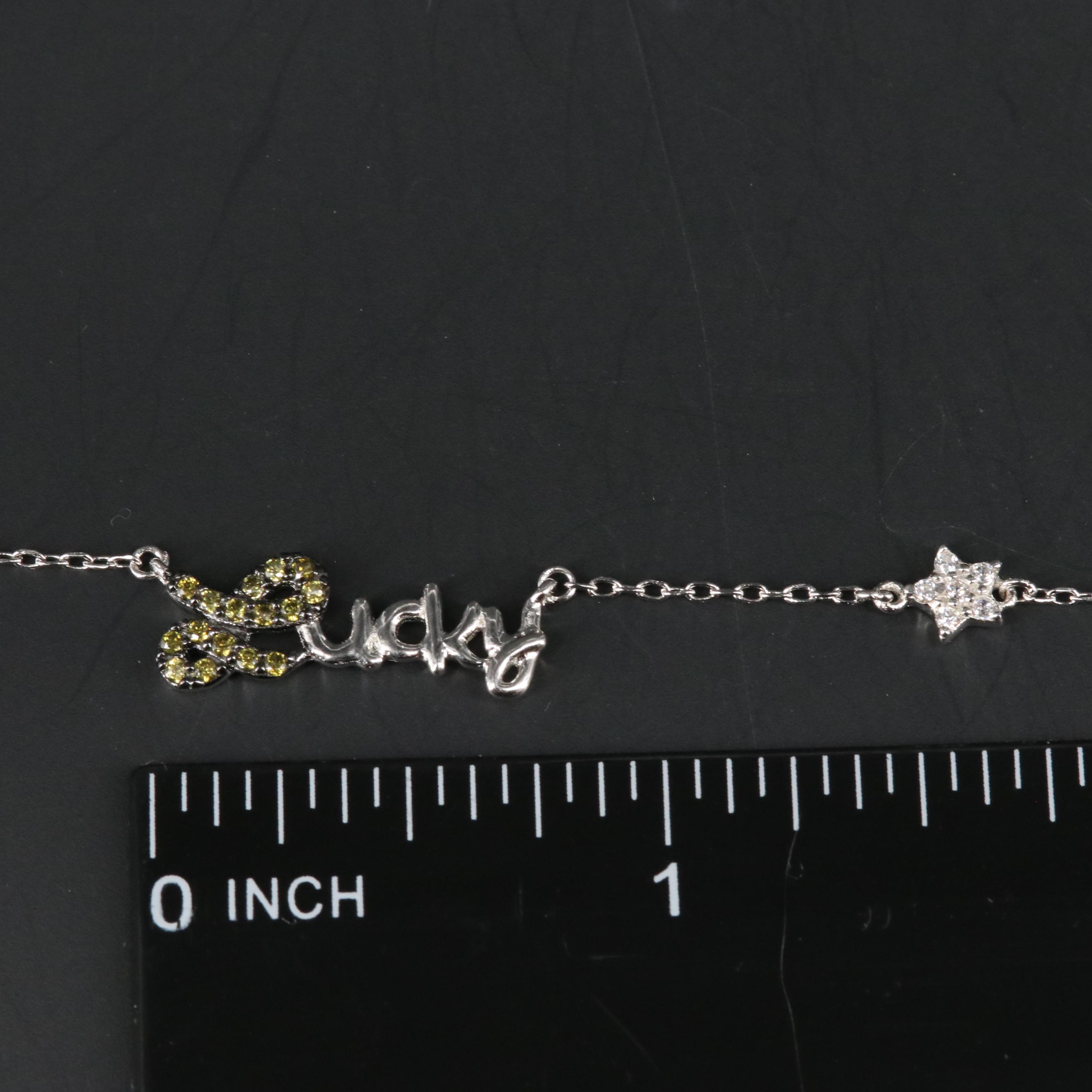 Sterling Cubic Zirconia "Lucky" Necklace