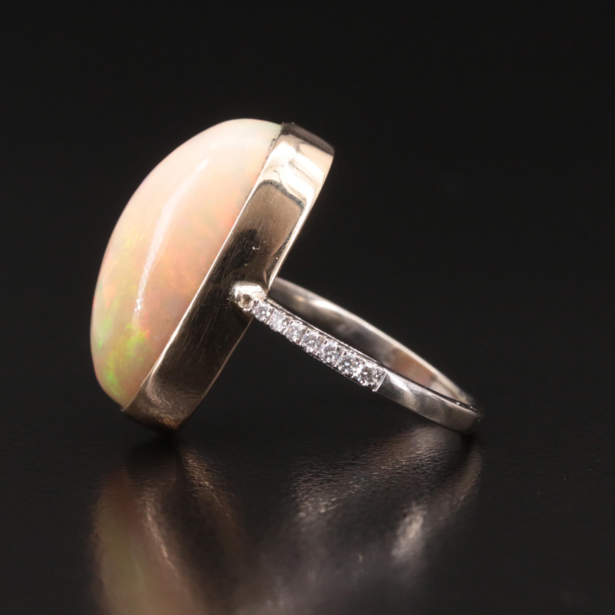 14K 19.56 CT Opal and Diamond Ring