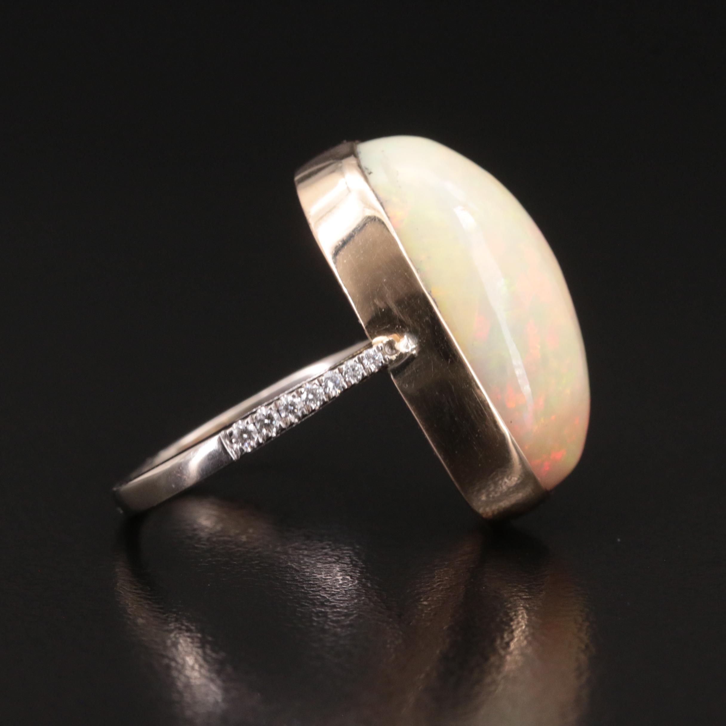 14K 19.56 CT Opal and Diamond Ring