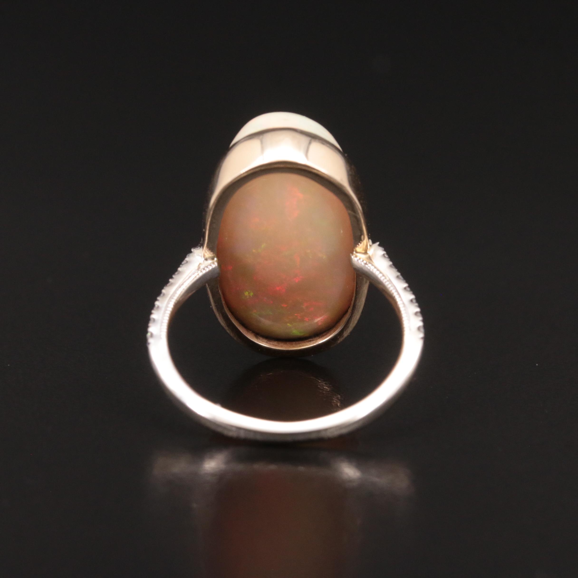 14K 19.56 CT Opal and Diamond Ring