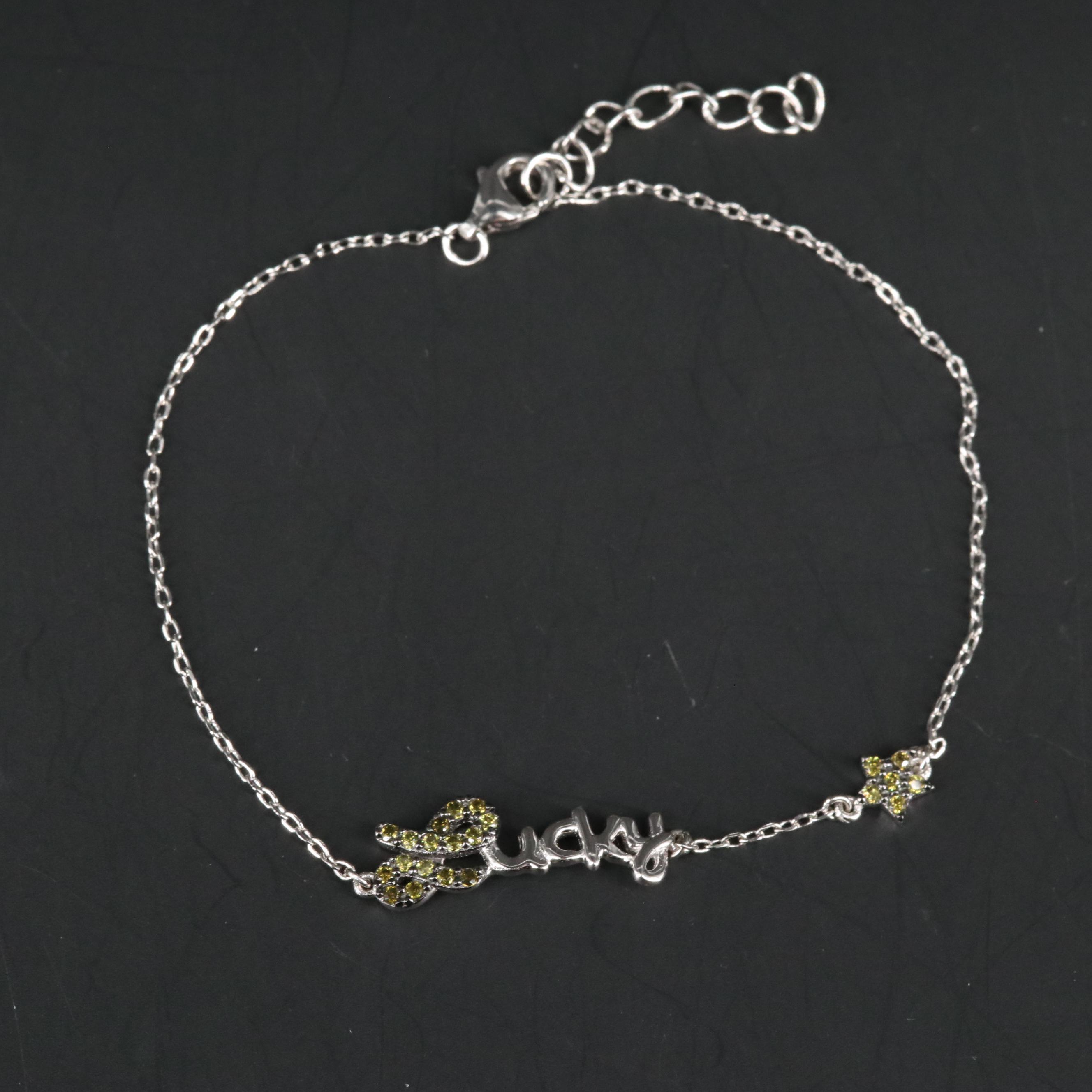 Sterling Cubic Zirconia "Lucky" Bracelet